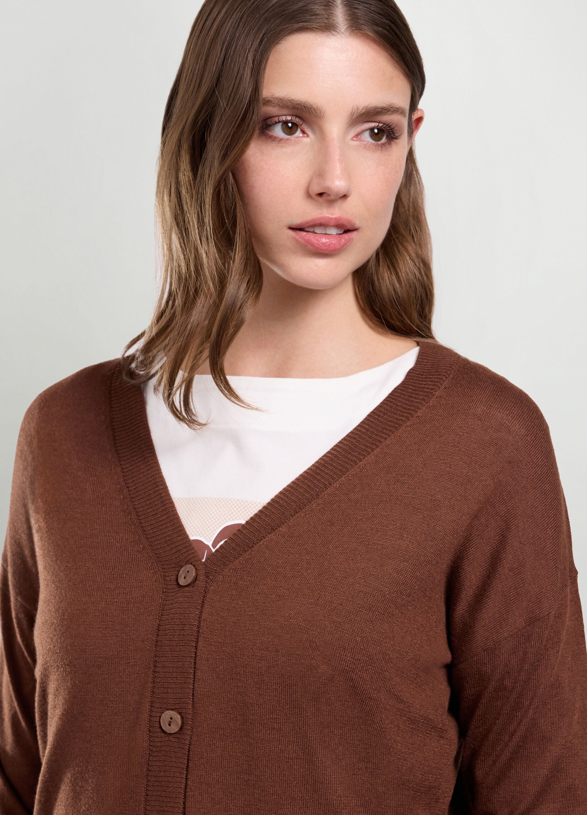 Cardigan tricot misto cashmere donna_2