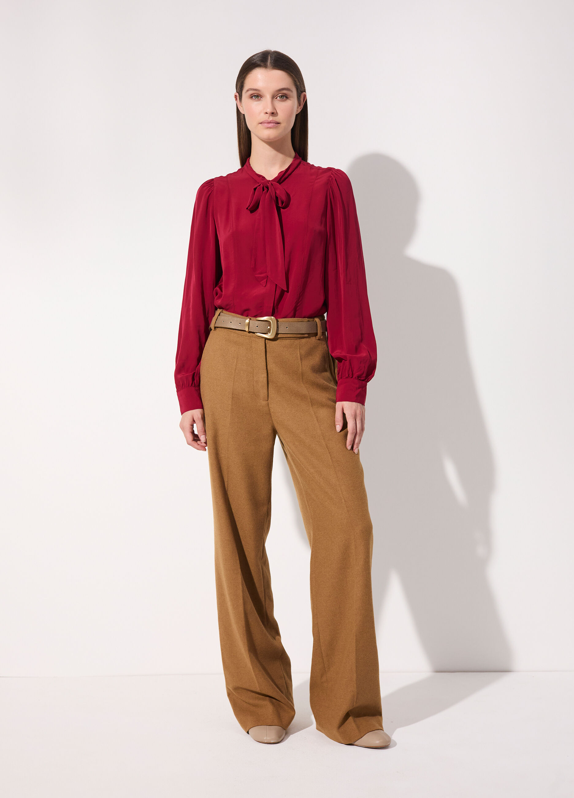 Blusa crêpe a maniche lunghe donna_0