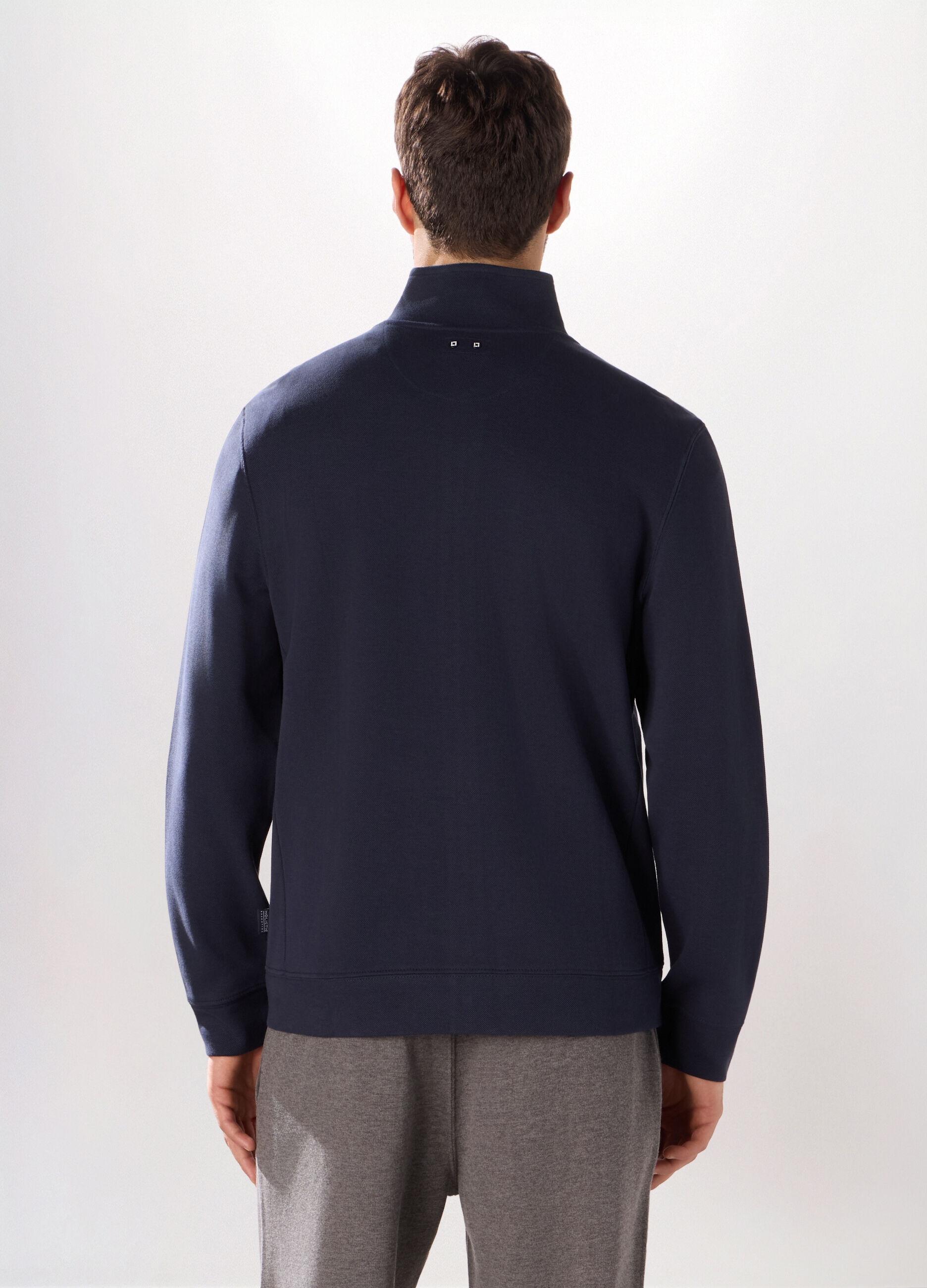Felpa con zip in puro cotone uomo_1