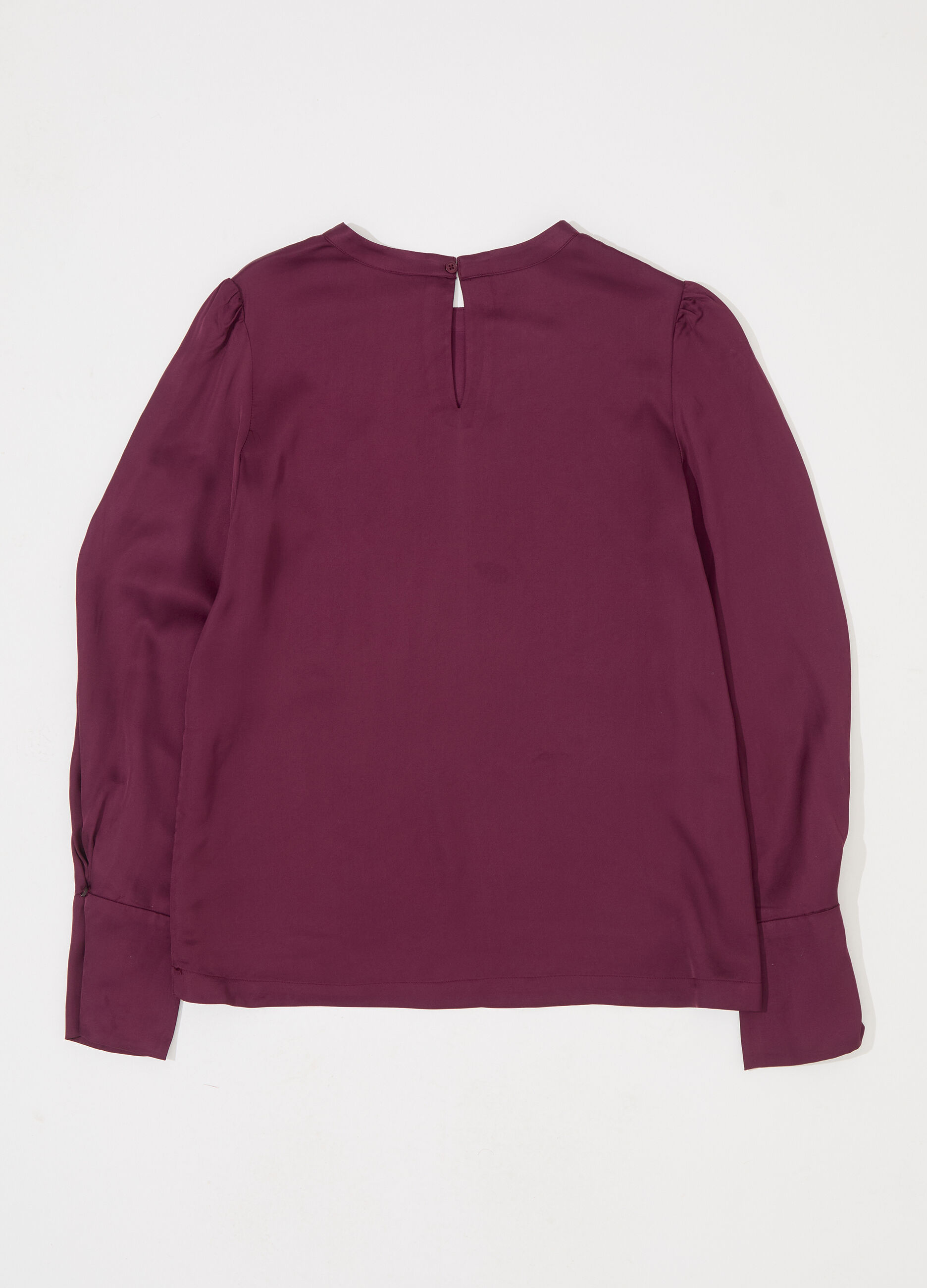 Blusa in viscosa crêpe con maniche a sbuffo donna_5