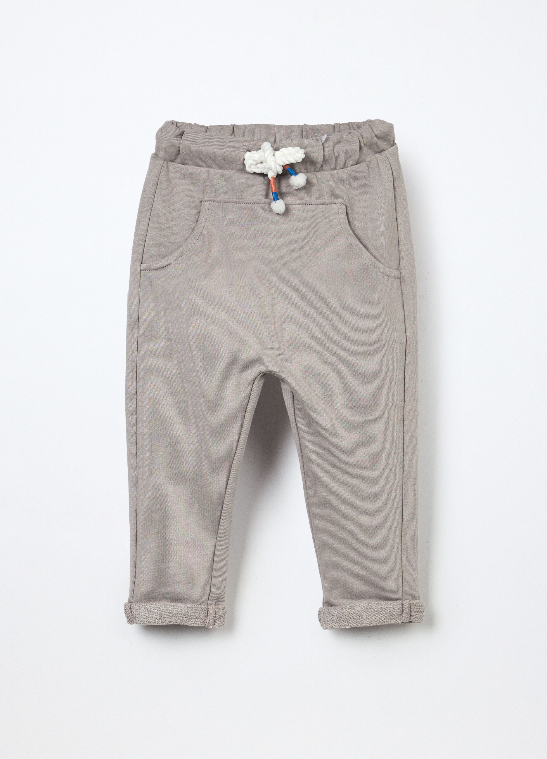 Pantaloni in french terry di puro cotone neonato_0