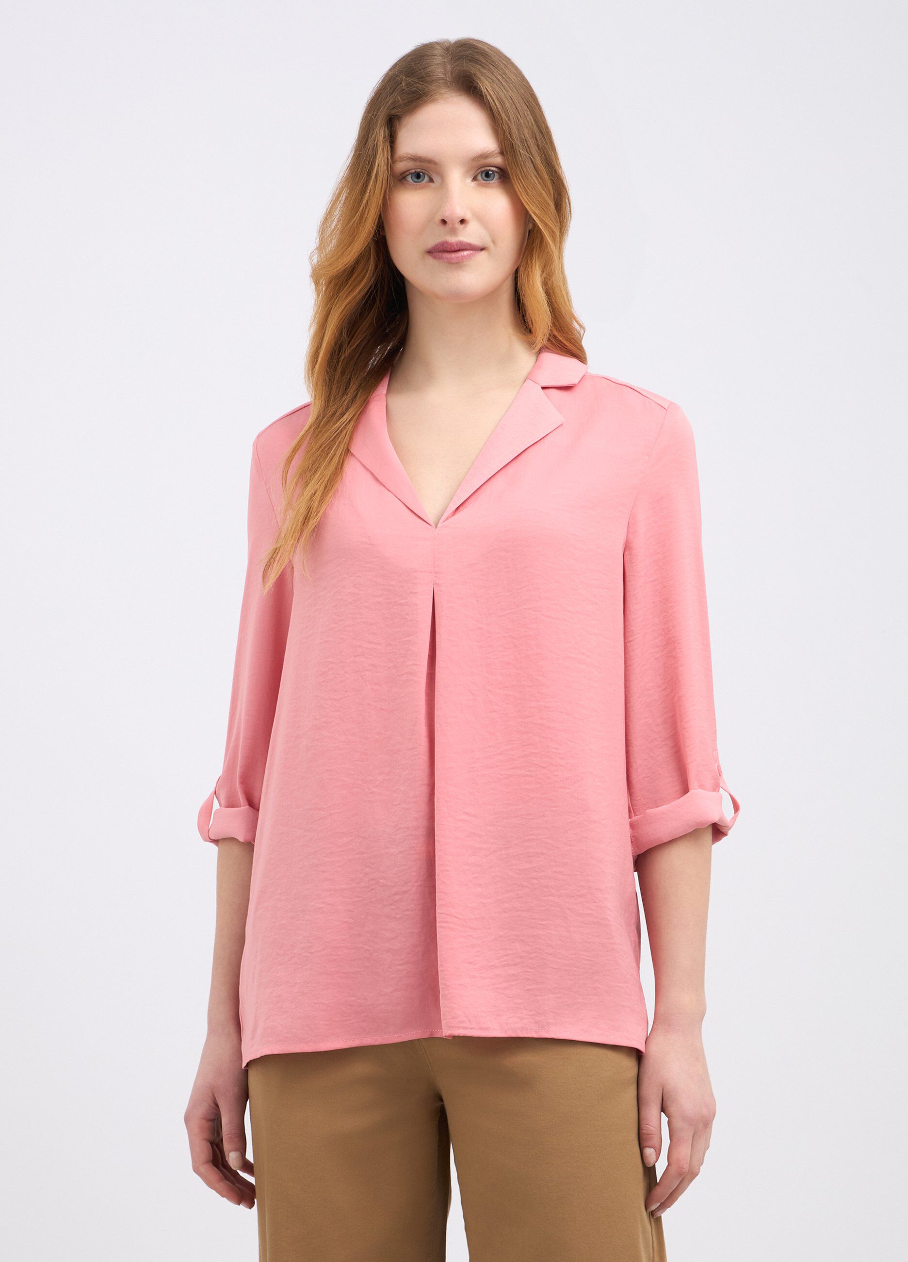 Blusa con scollo revers donna_0