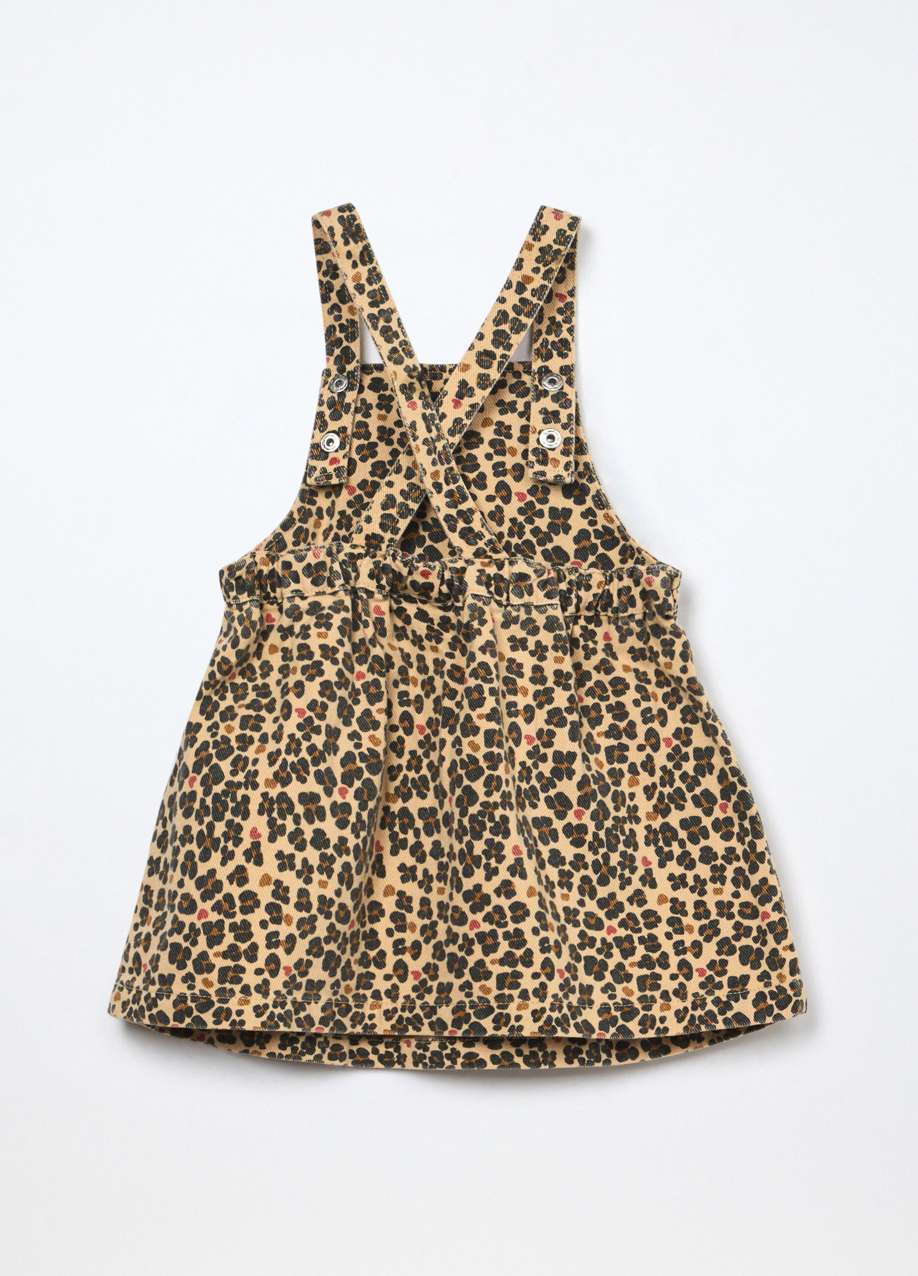 Vestito salopette in twill di puro cotone neonata_1