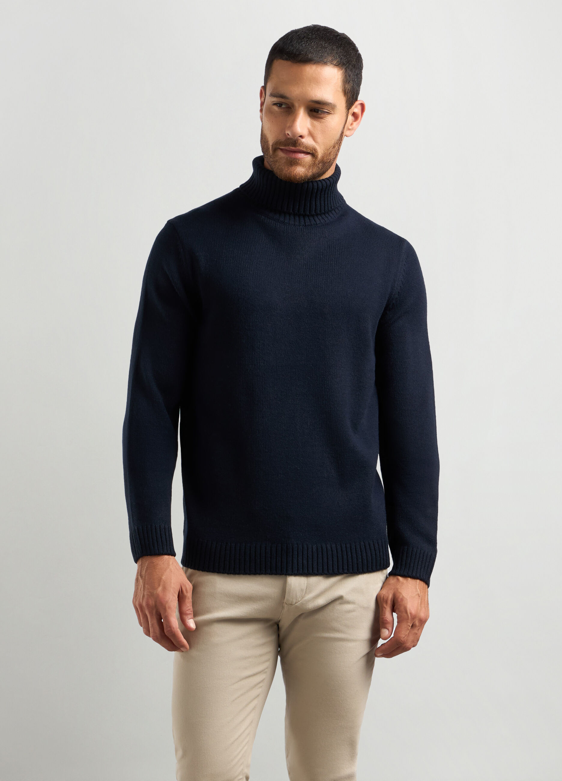 Maglione collo alto maglia rasata uomo_0