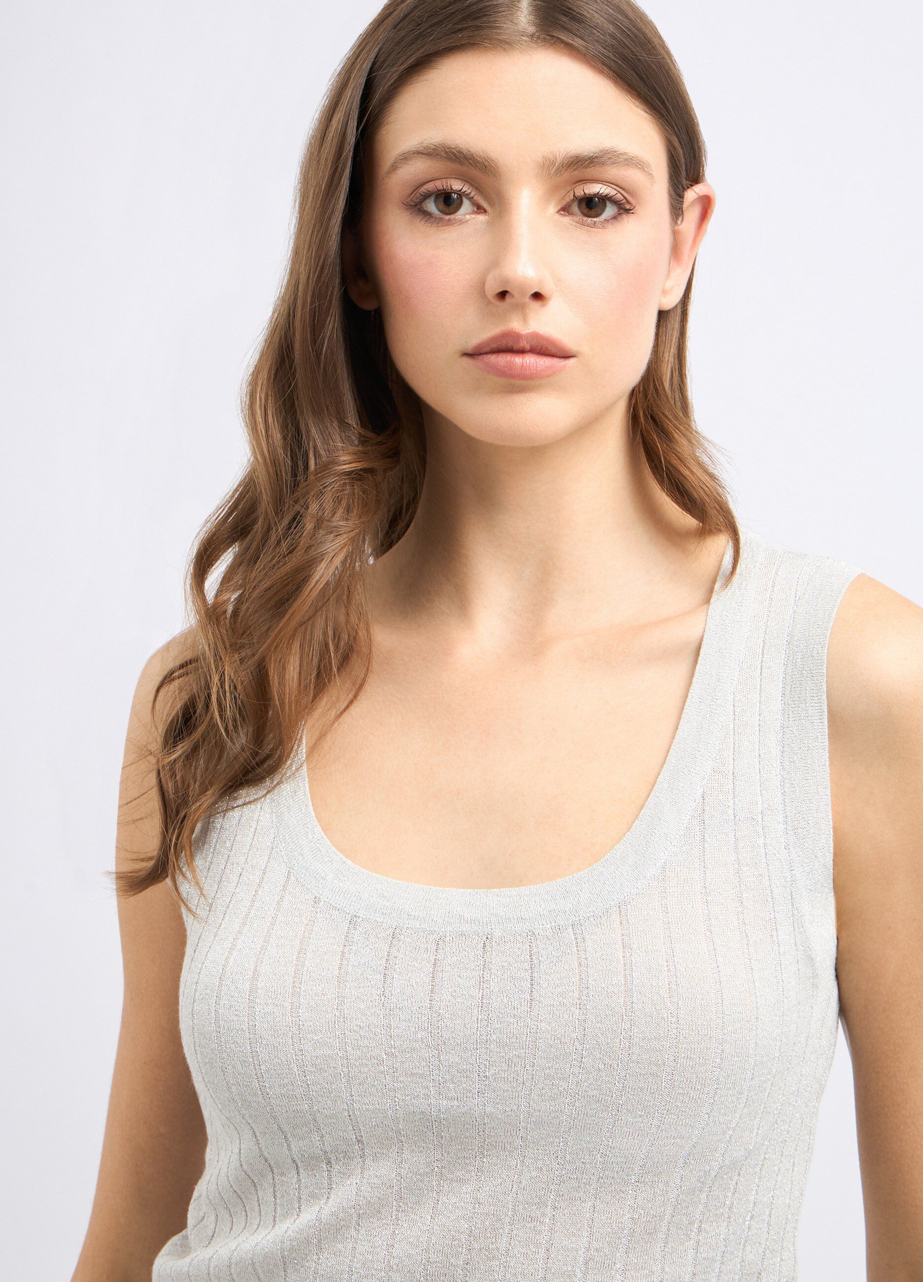 Canotta tricot con filo lurex donna_2