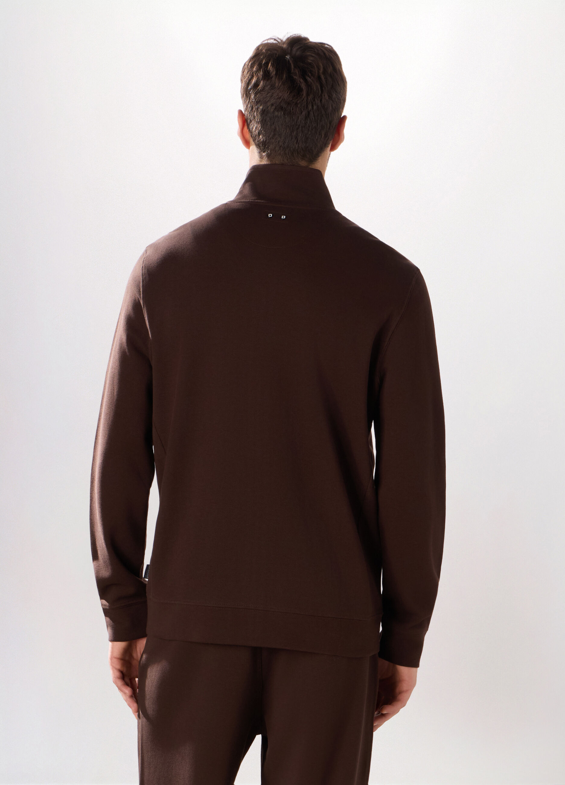 Felpa con zip in puro cotone uomo_1