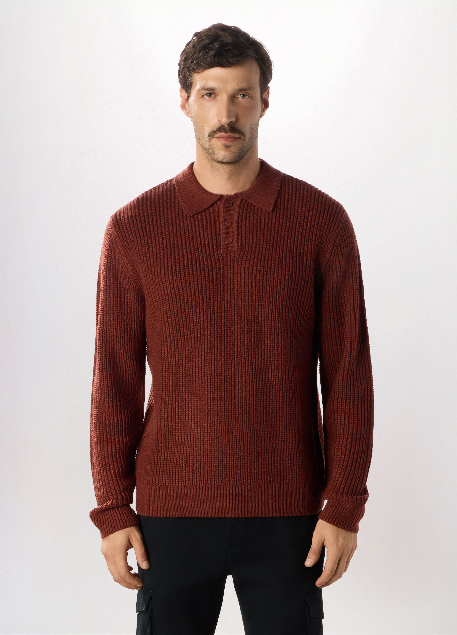 Polo a maniche lunghe a costa inglese uomo_0