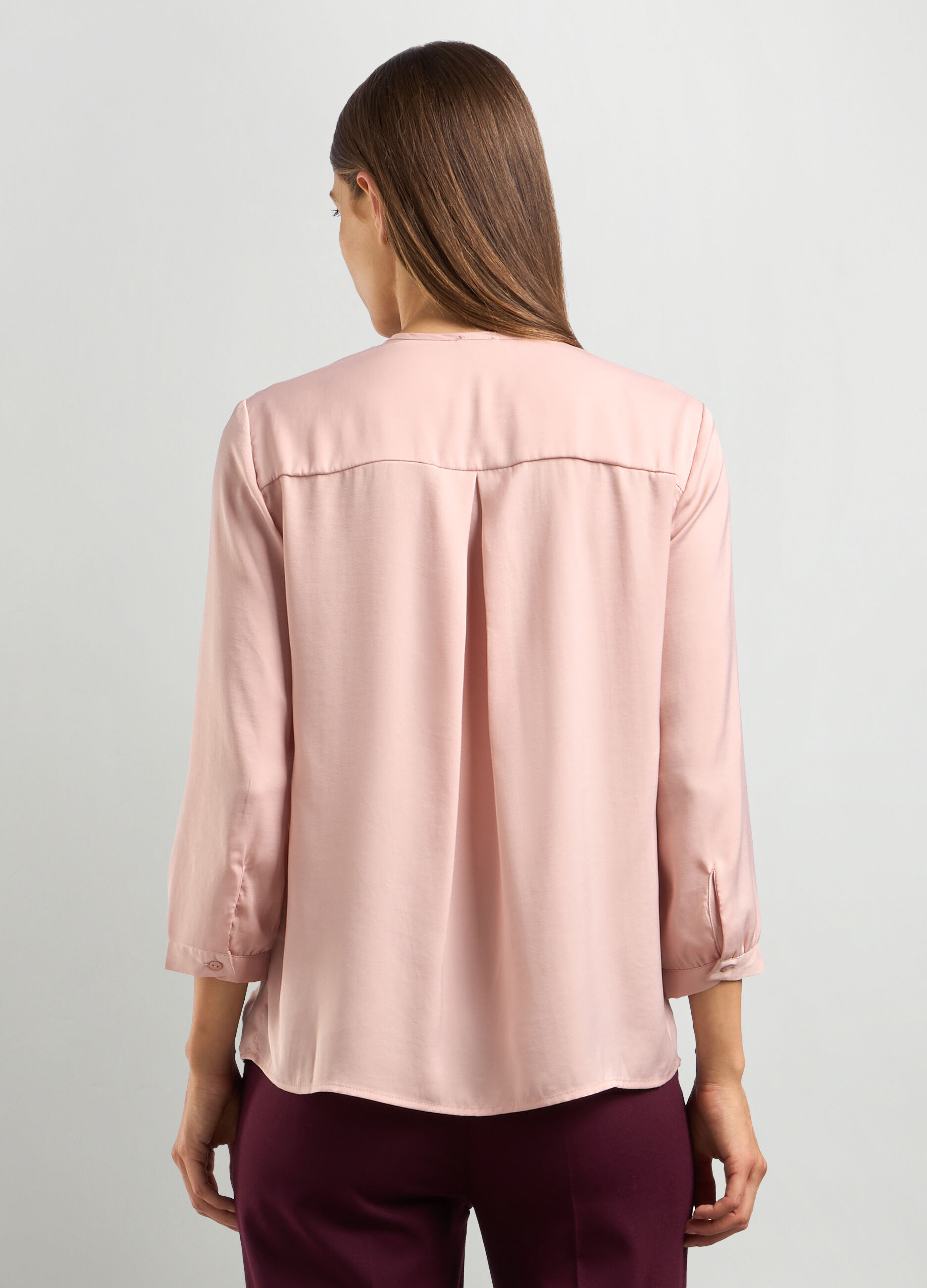 Blusa in raso con scollo a V donna_1