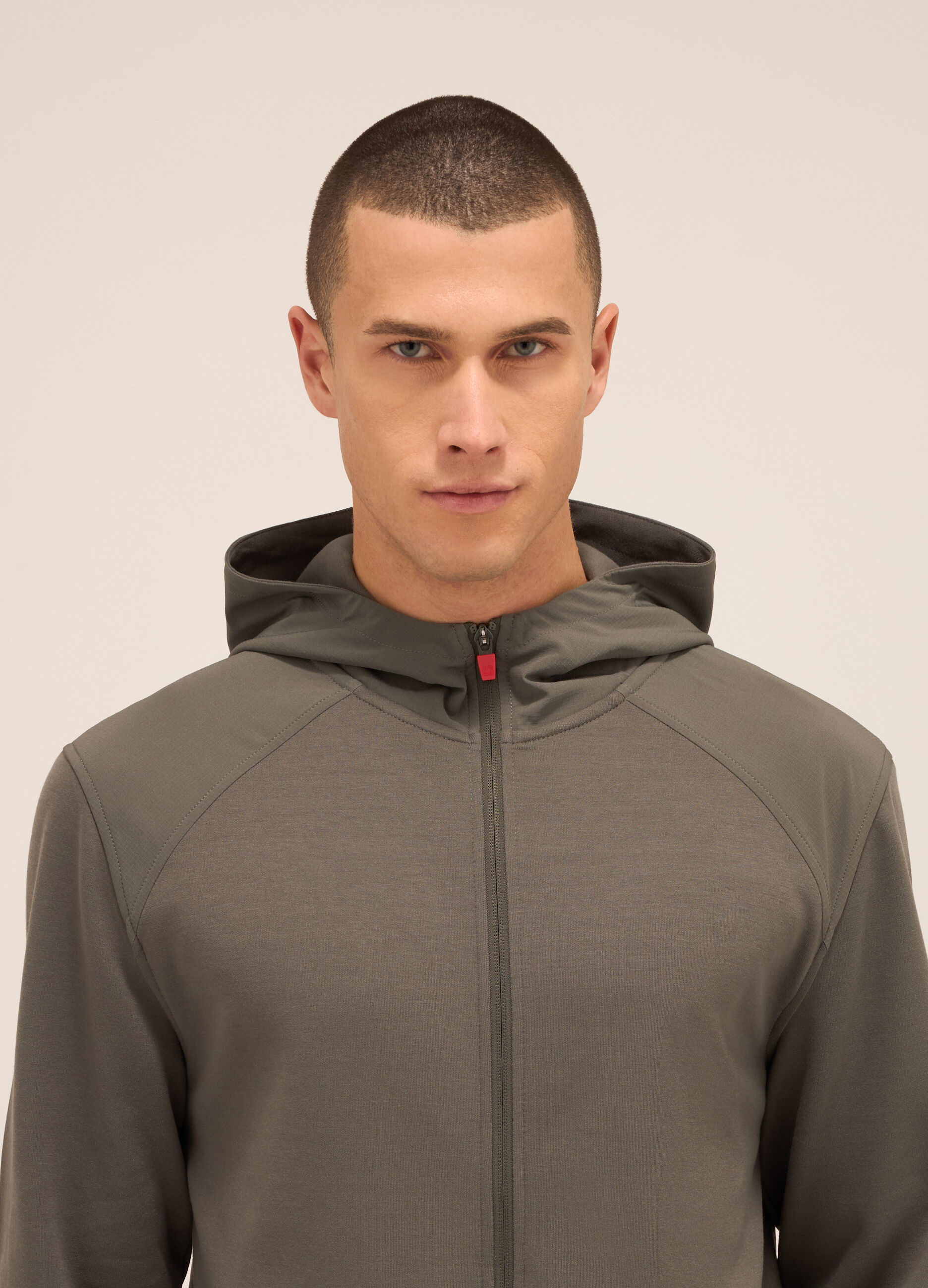 Felpa con zip e cappuccio in misto cotone uomo_2