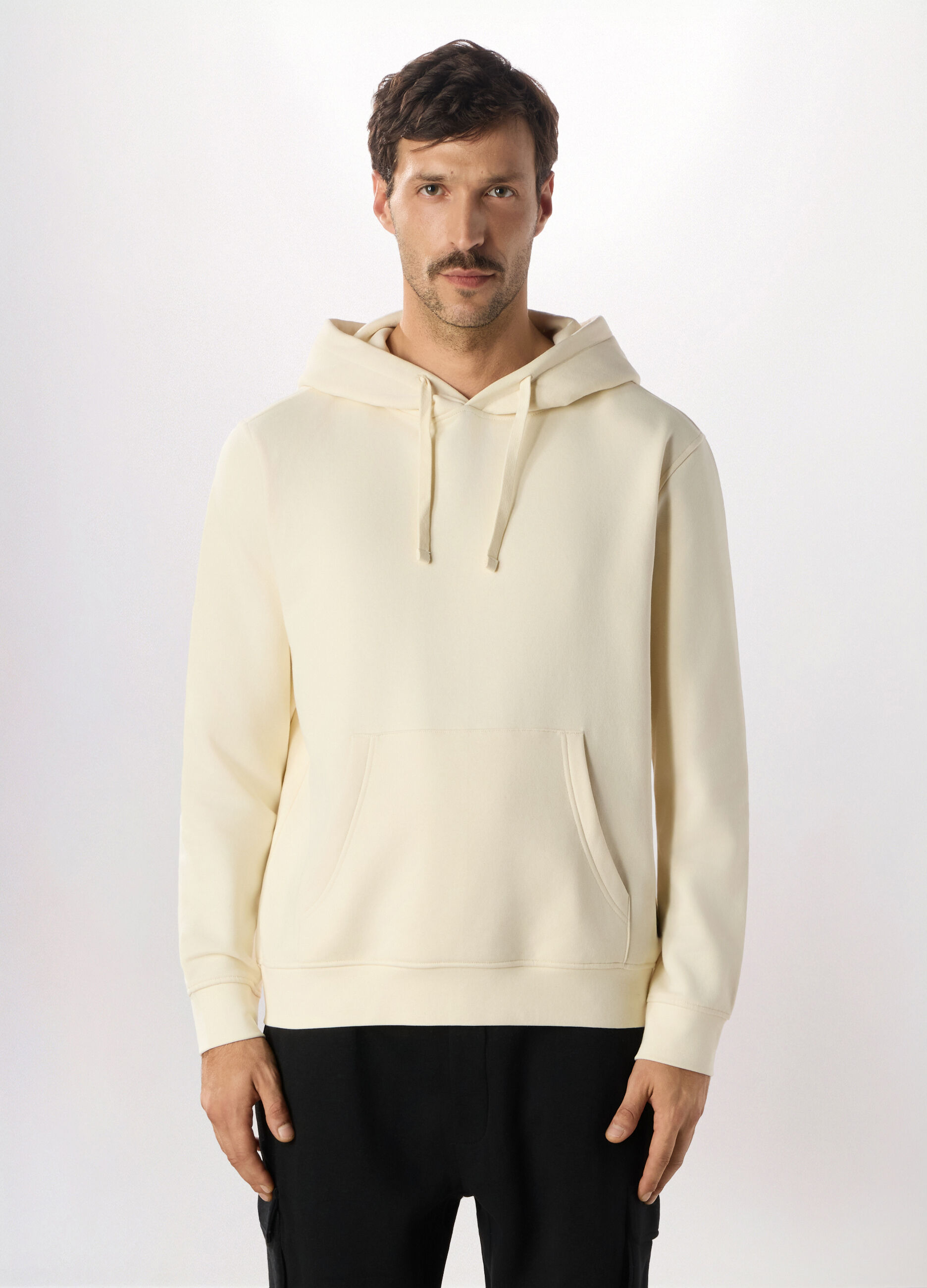 Felpa con cappuccio in misto cotone uomo_0