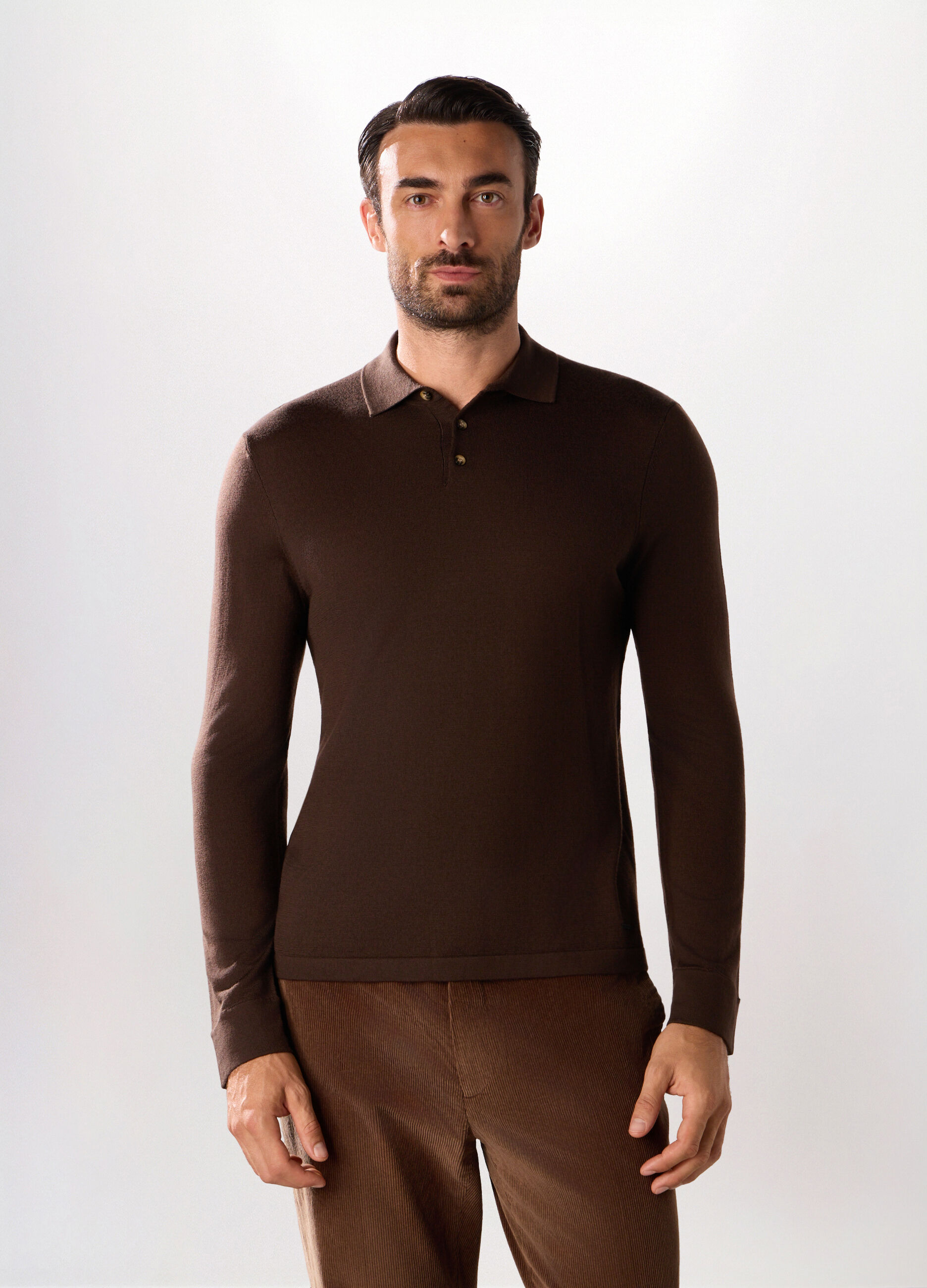 Polo in maglia di lana merino uomo_0