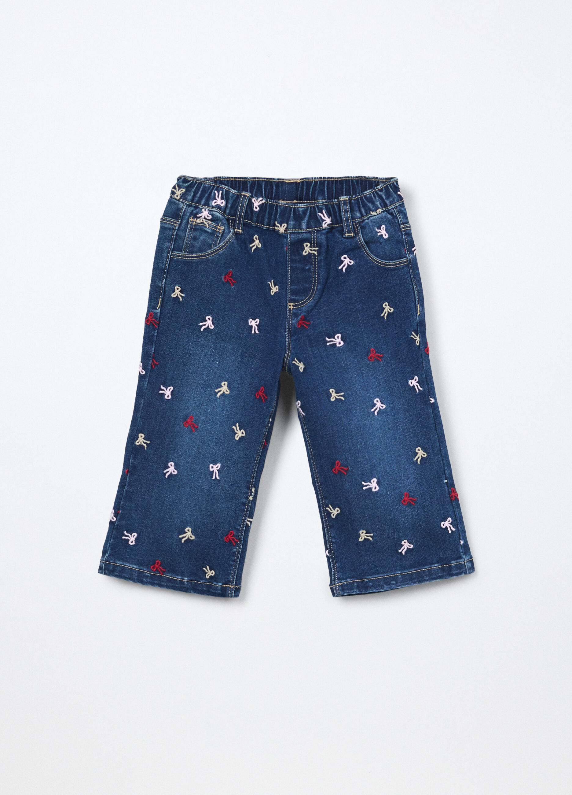 Pantaloni in denim misto cotone neonata_0