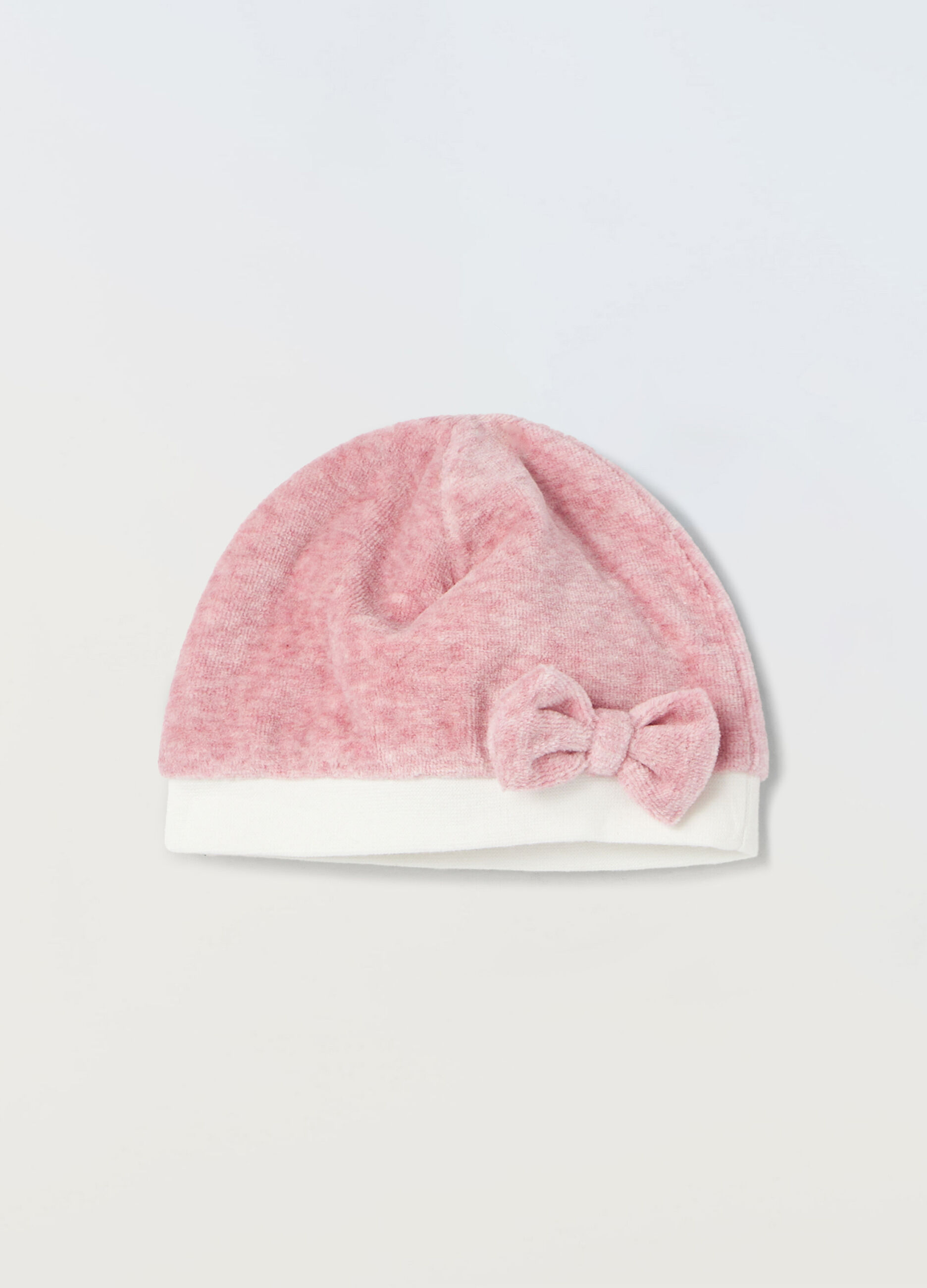 Berretto velours con fiocco neonata_0