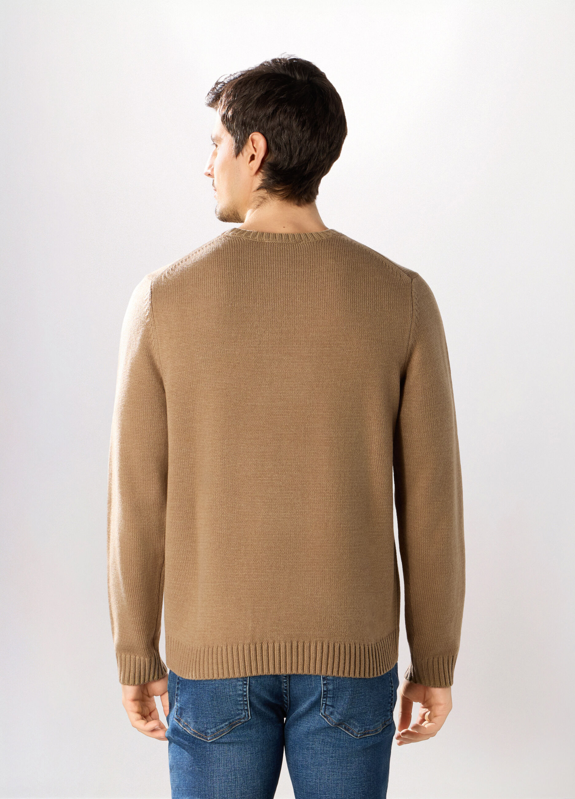 Maglione girocollo a maglia rasata uomo_1