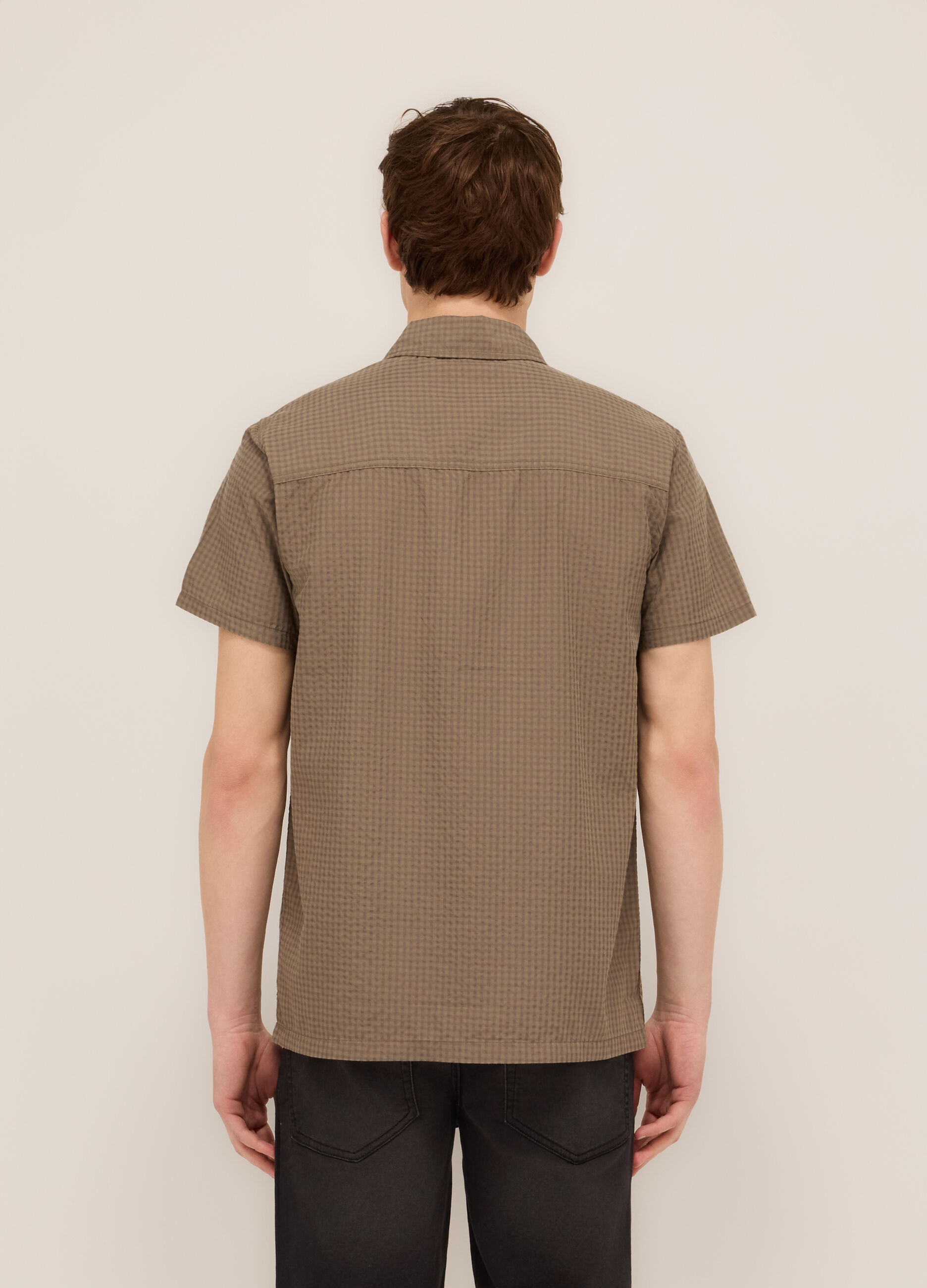 Camicia a maniche corte a quadretti uomo_1