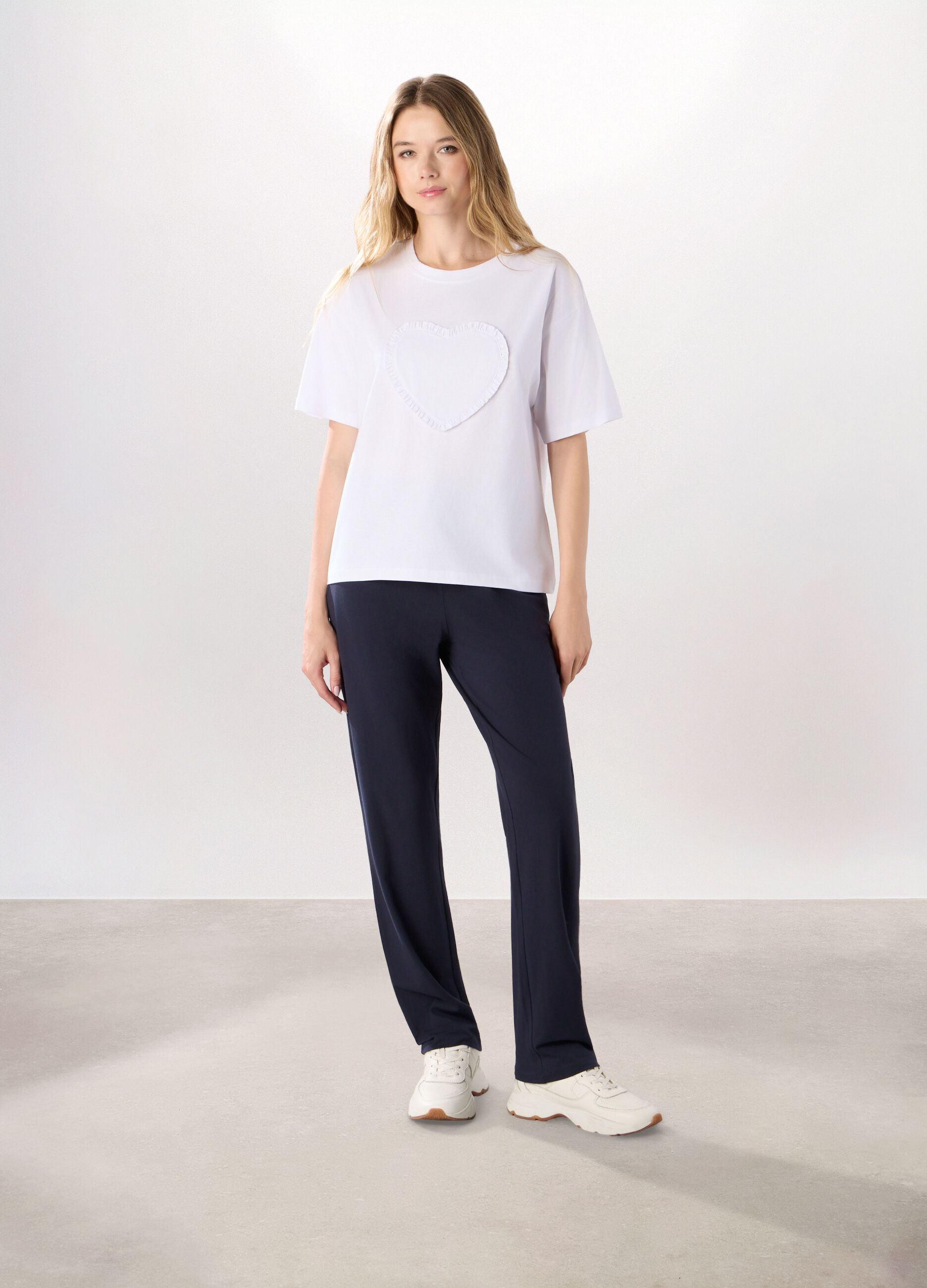 Jogger in jersey di cotone stretch donna_0