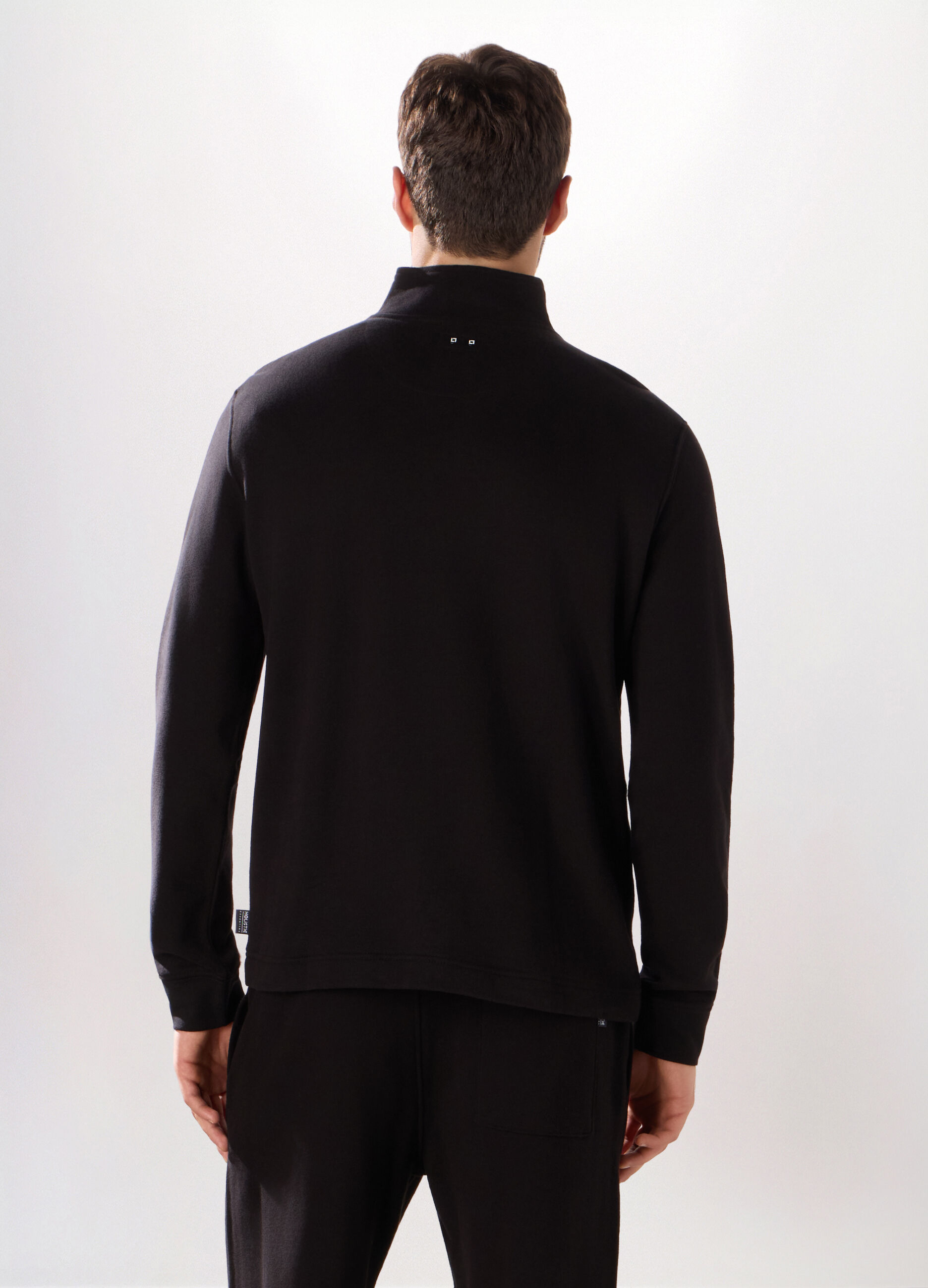 Felpa lupetto con zip in puro cotone uomo_1