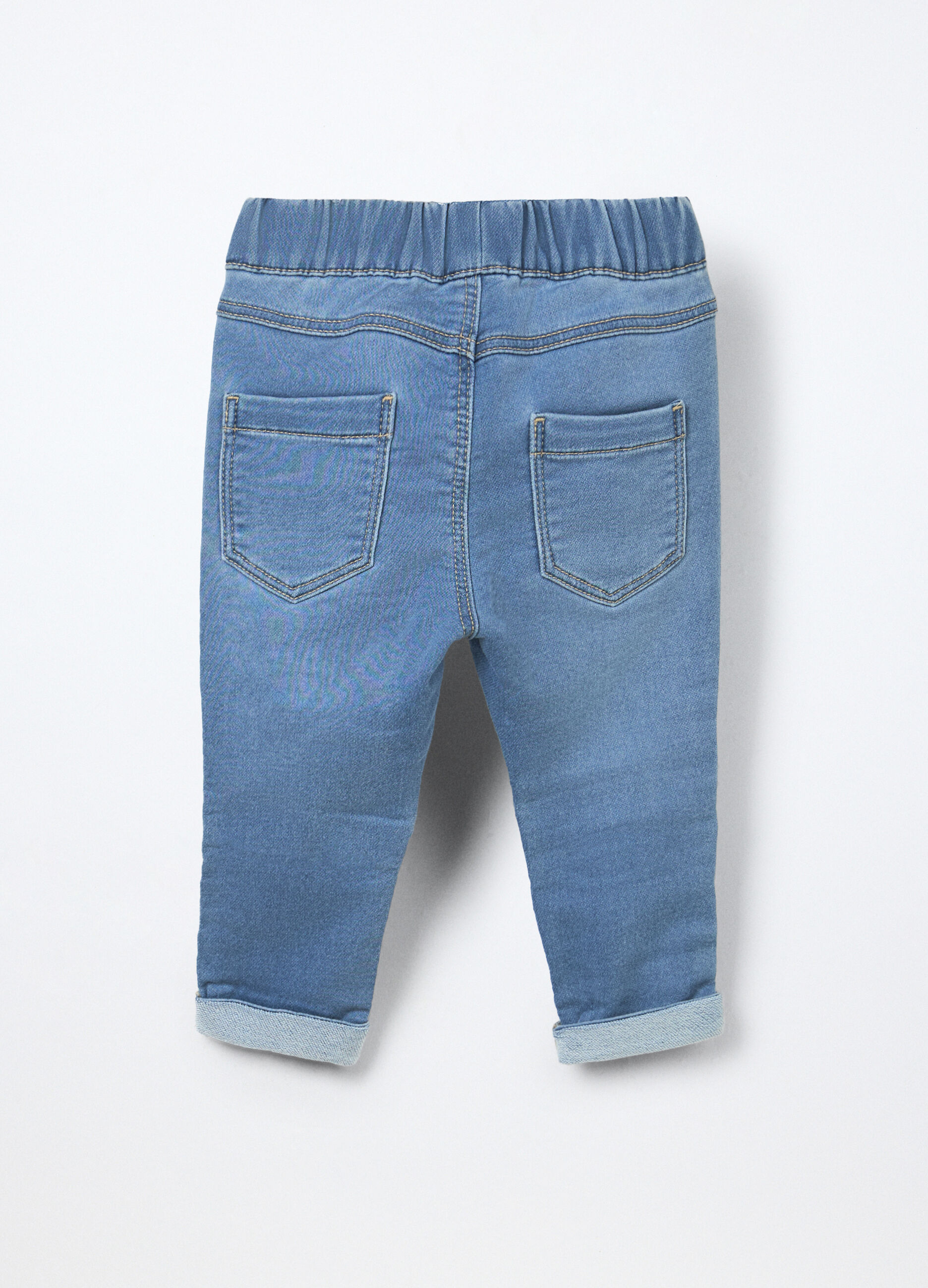 Pantaloni in denim misto cotone neonata_1