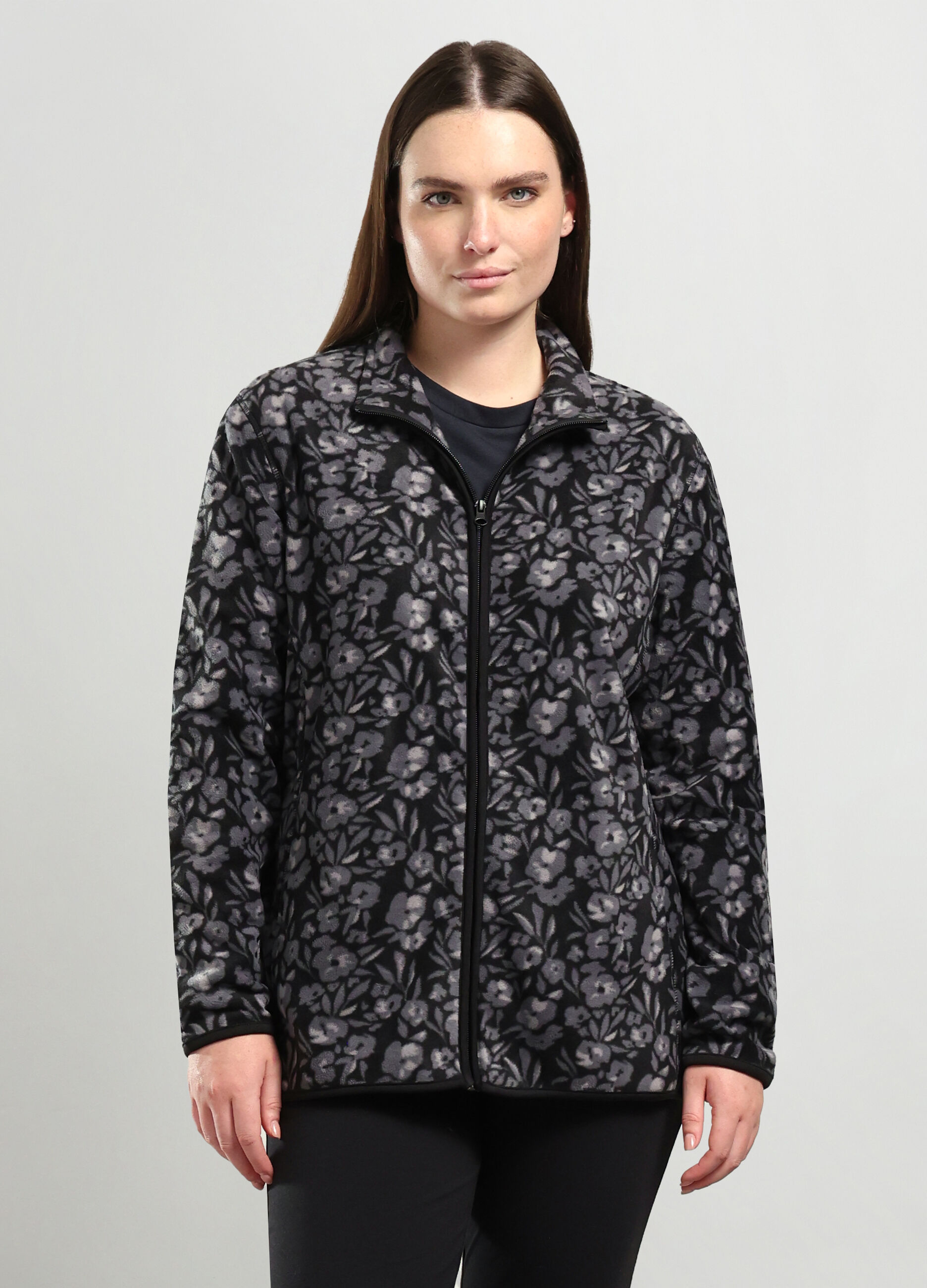 Felpa in pile con stampa donna curvy_0