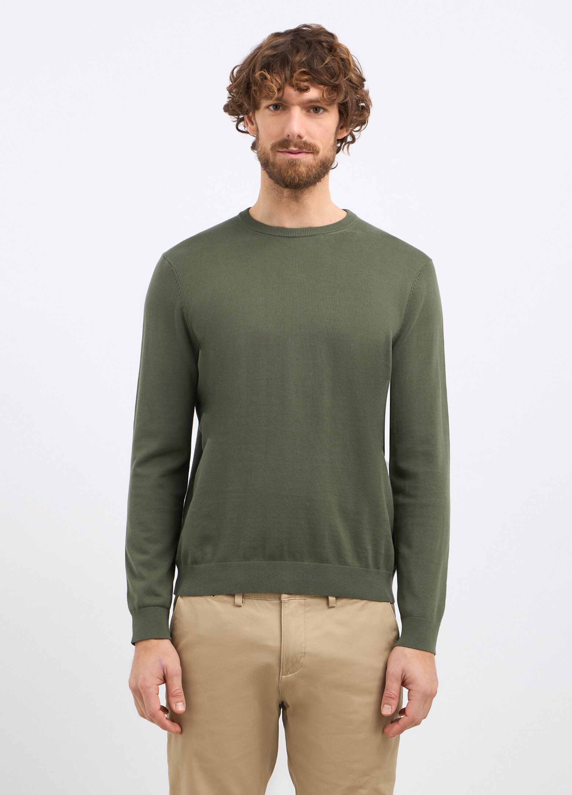 Tricot girocollo in puro cotone uomo_0