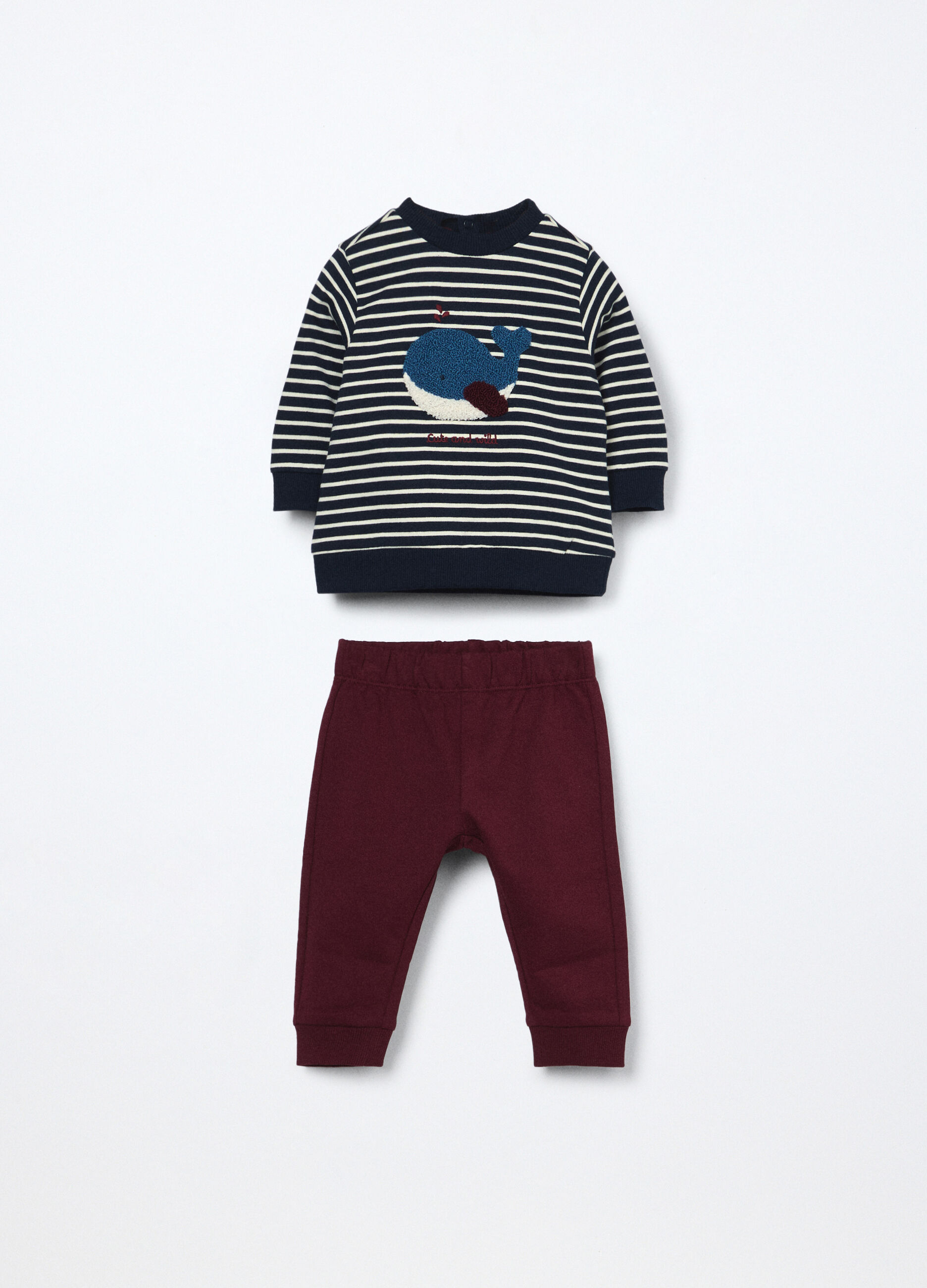 Jogging set in french terry di puro cotone neonato_0