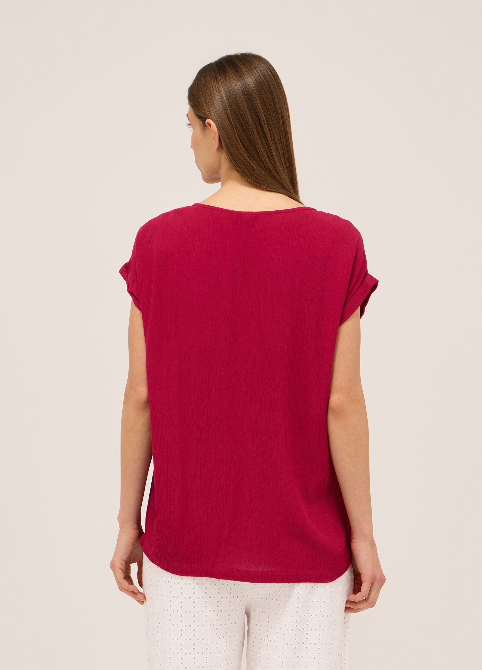 Blusa in pura viscosa crêpe donna_1