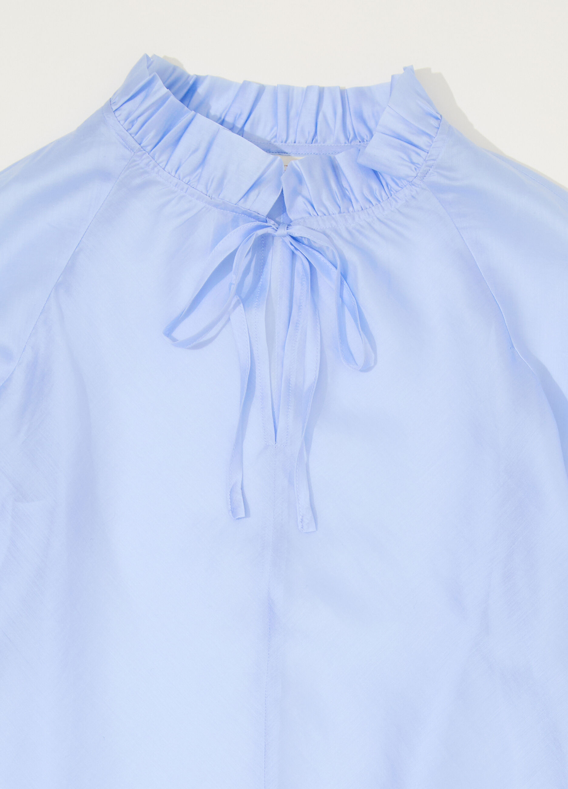 Blusa in misto lyocell con colletto ruffle donna_6