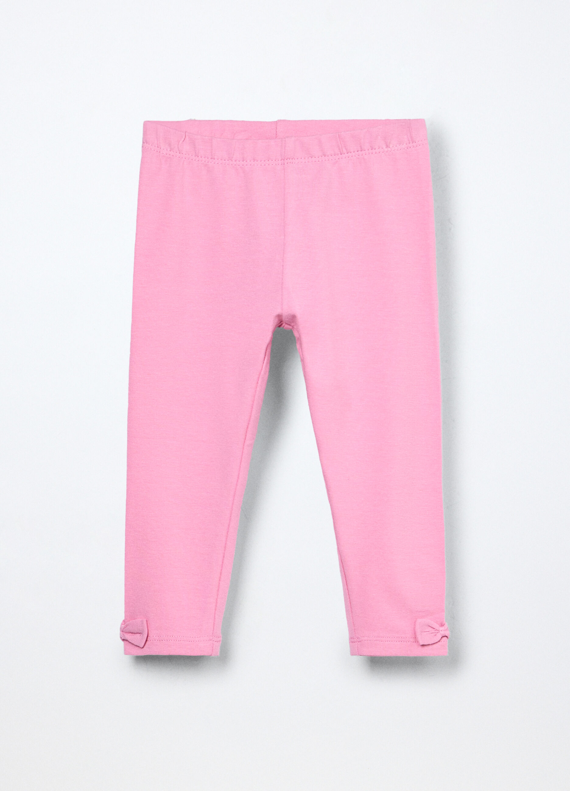 Leggings in jersey di cotone stretch neonata_0