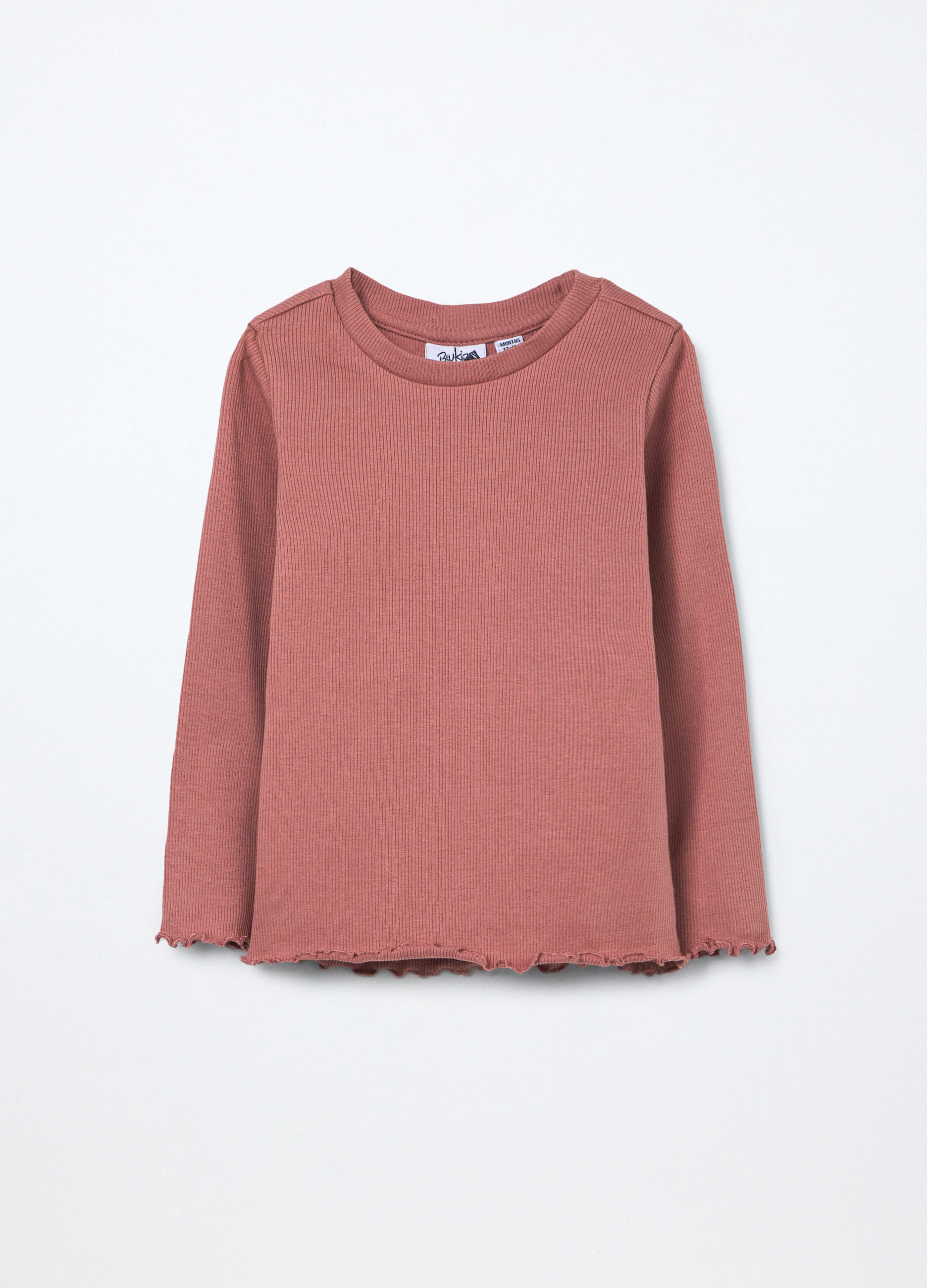 T-shirt in costina di cotone stretch neonata_0