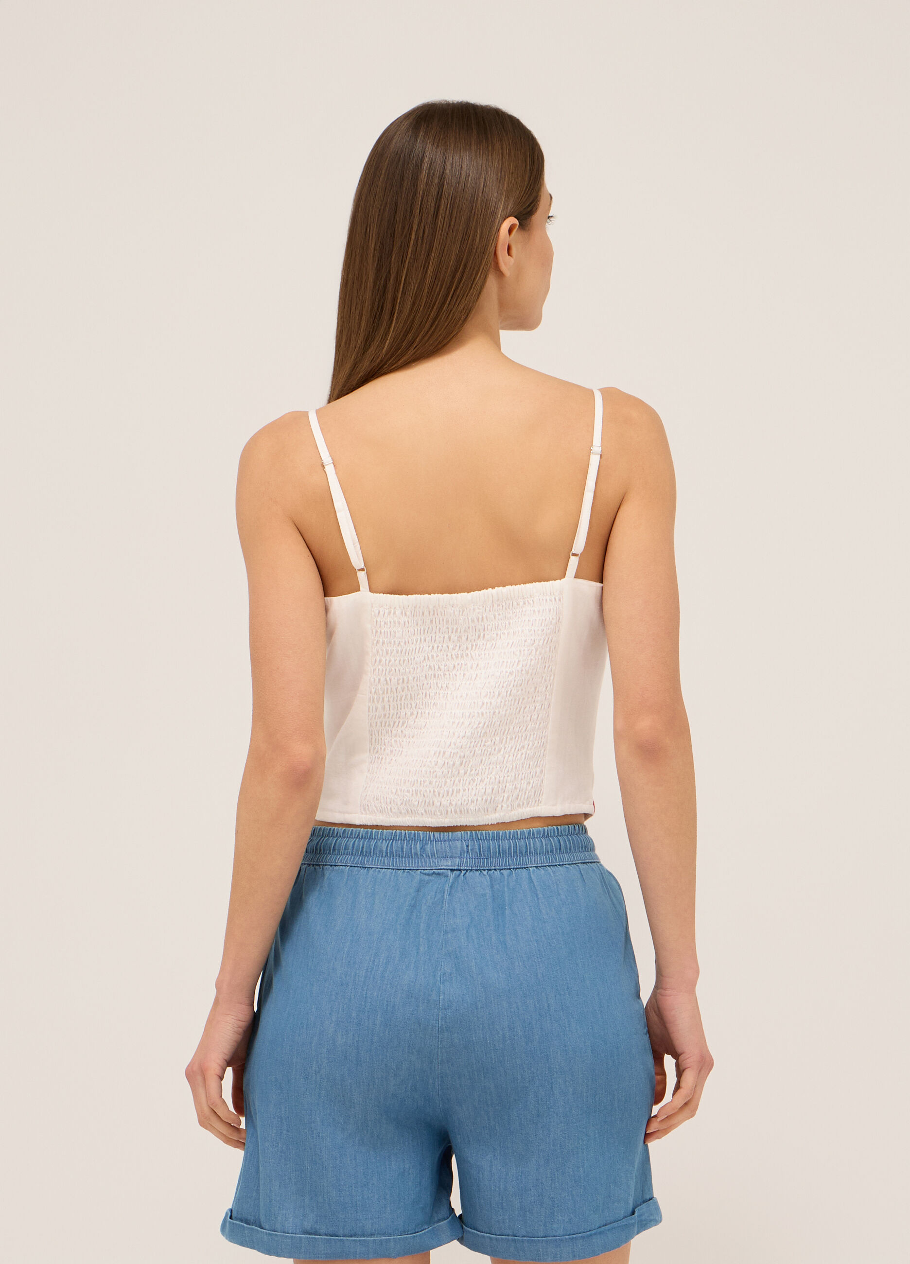 Top misto lino con ricami donna_1