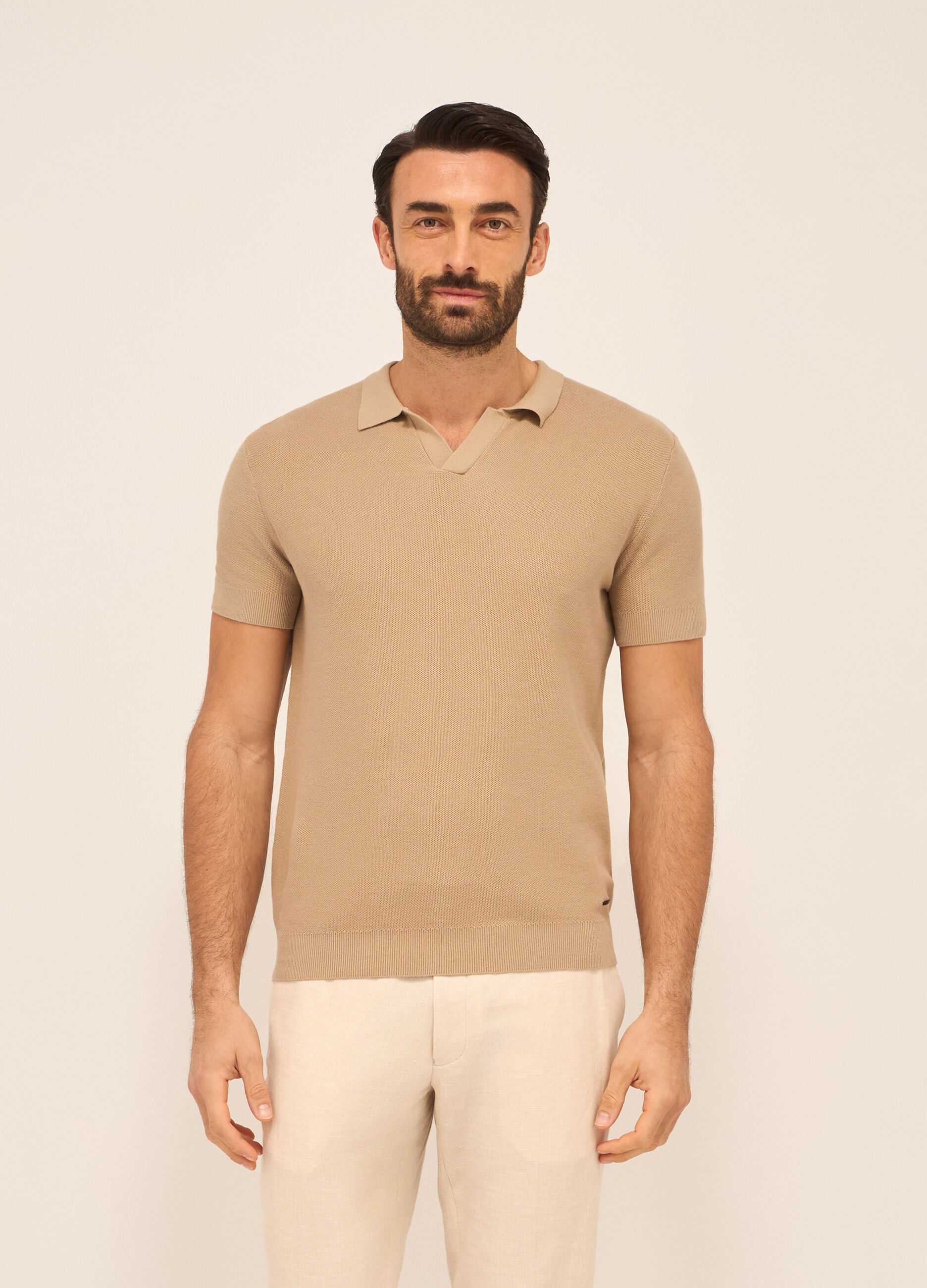 Polo a maglia nido d'ape in puro cotone uomo_0
