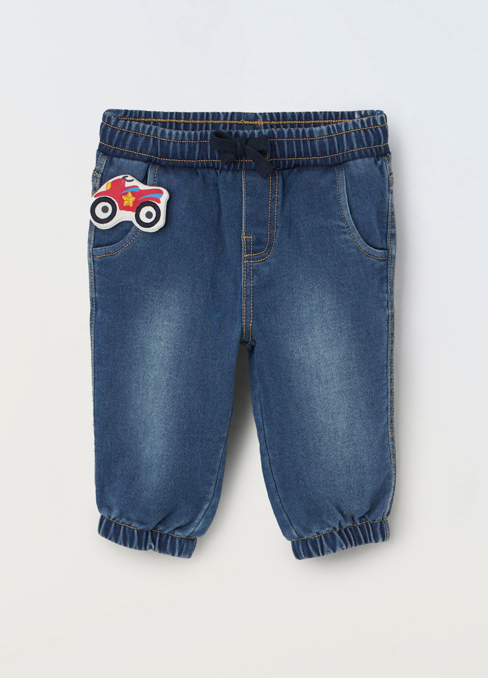 Jogger in french terry denim neonato_0