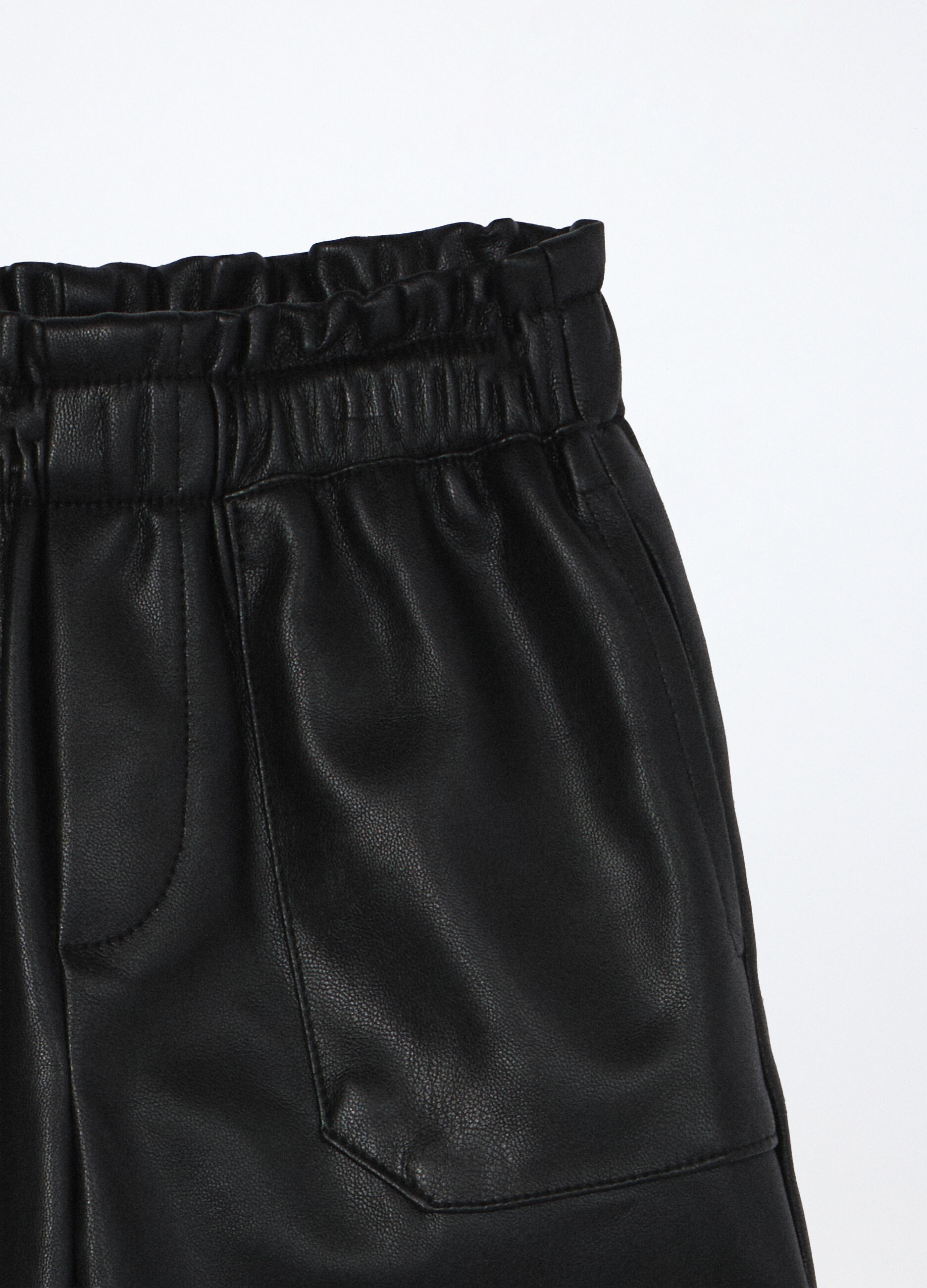 Pantaloni wide leg in eco pelle neonata_2