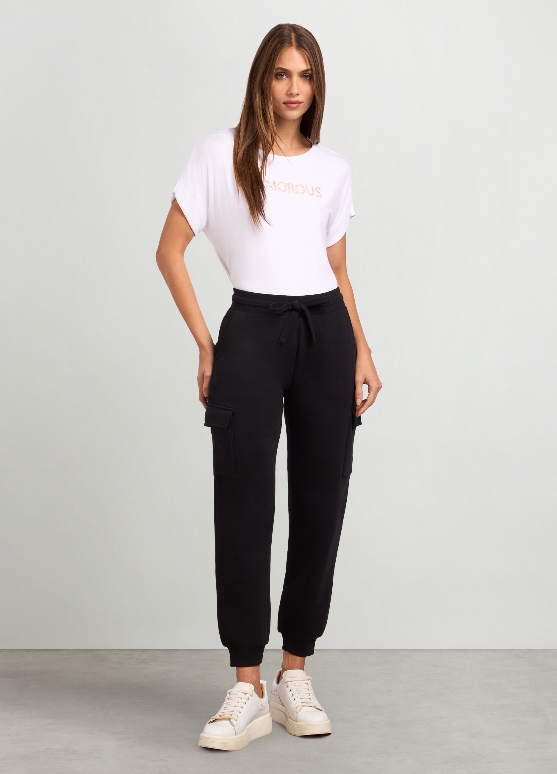 Joggers cargo in felpa di cotone donna_0