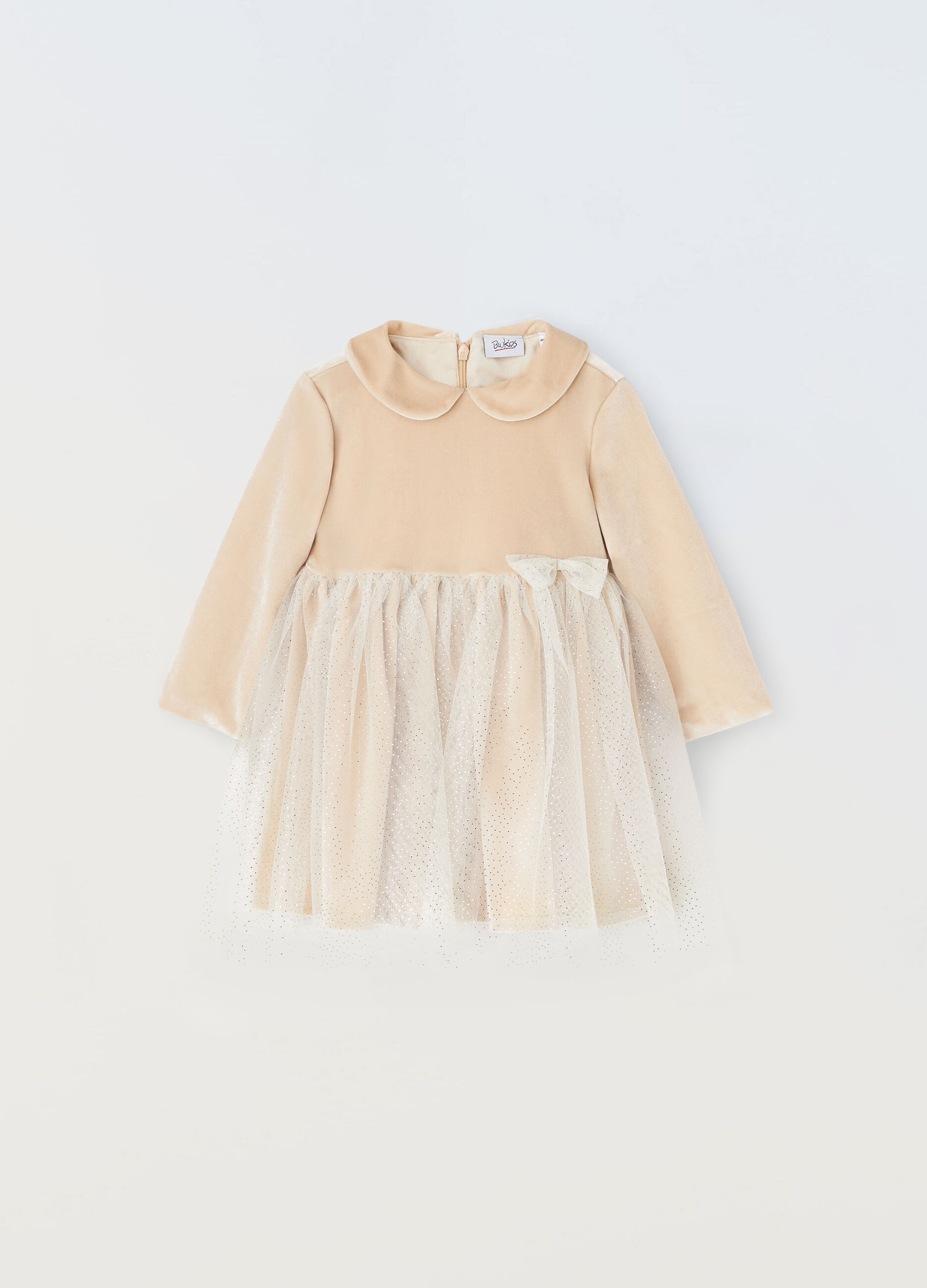 Vestito velour con tulle neonata_0