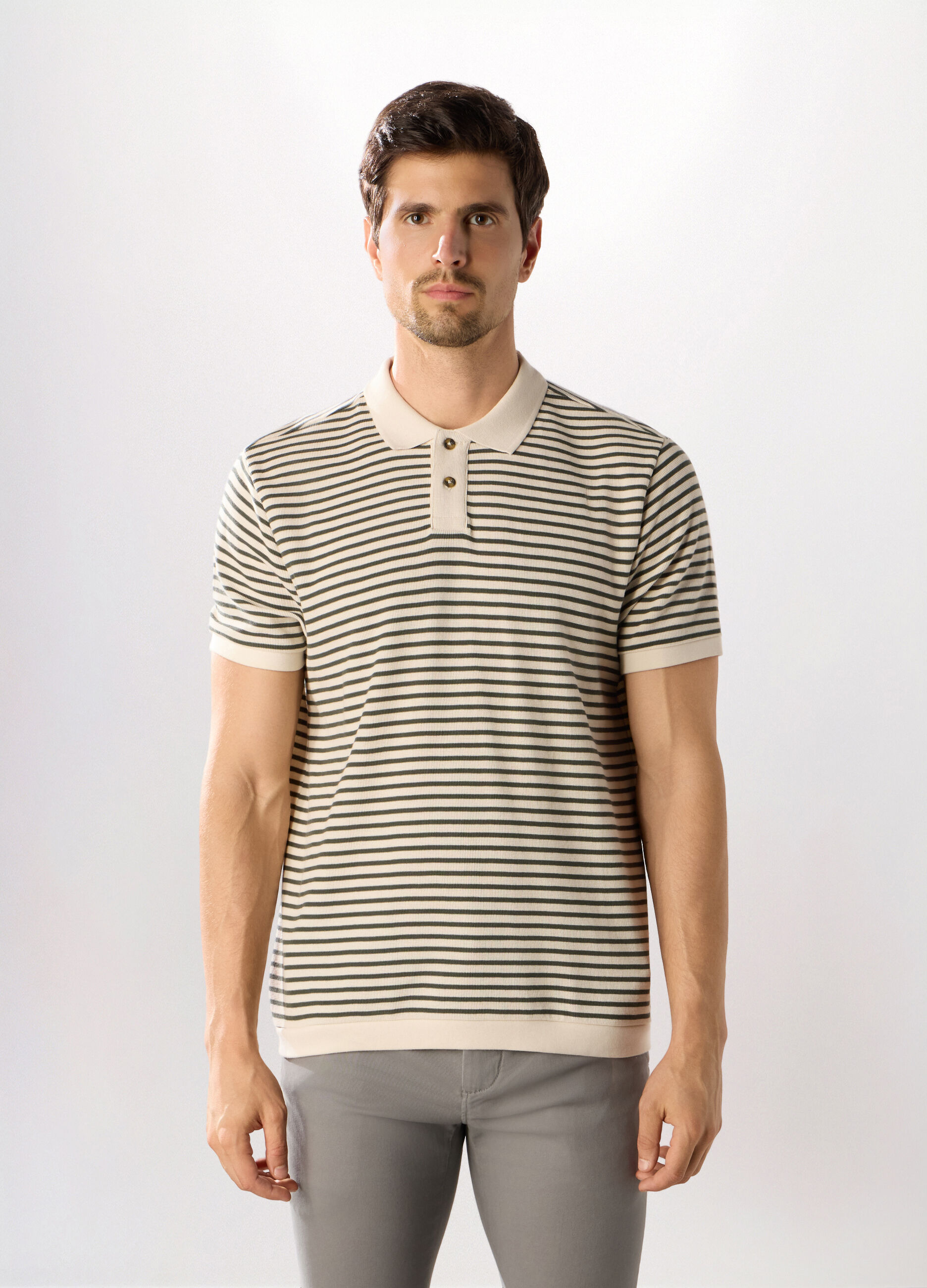 Polo in maglia a righe uomo_0