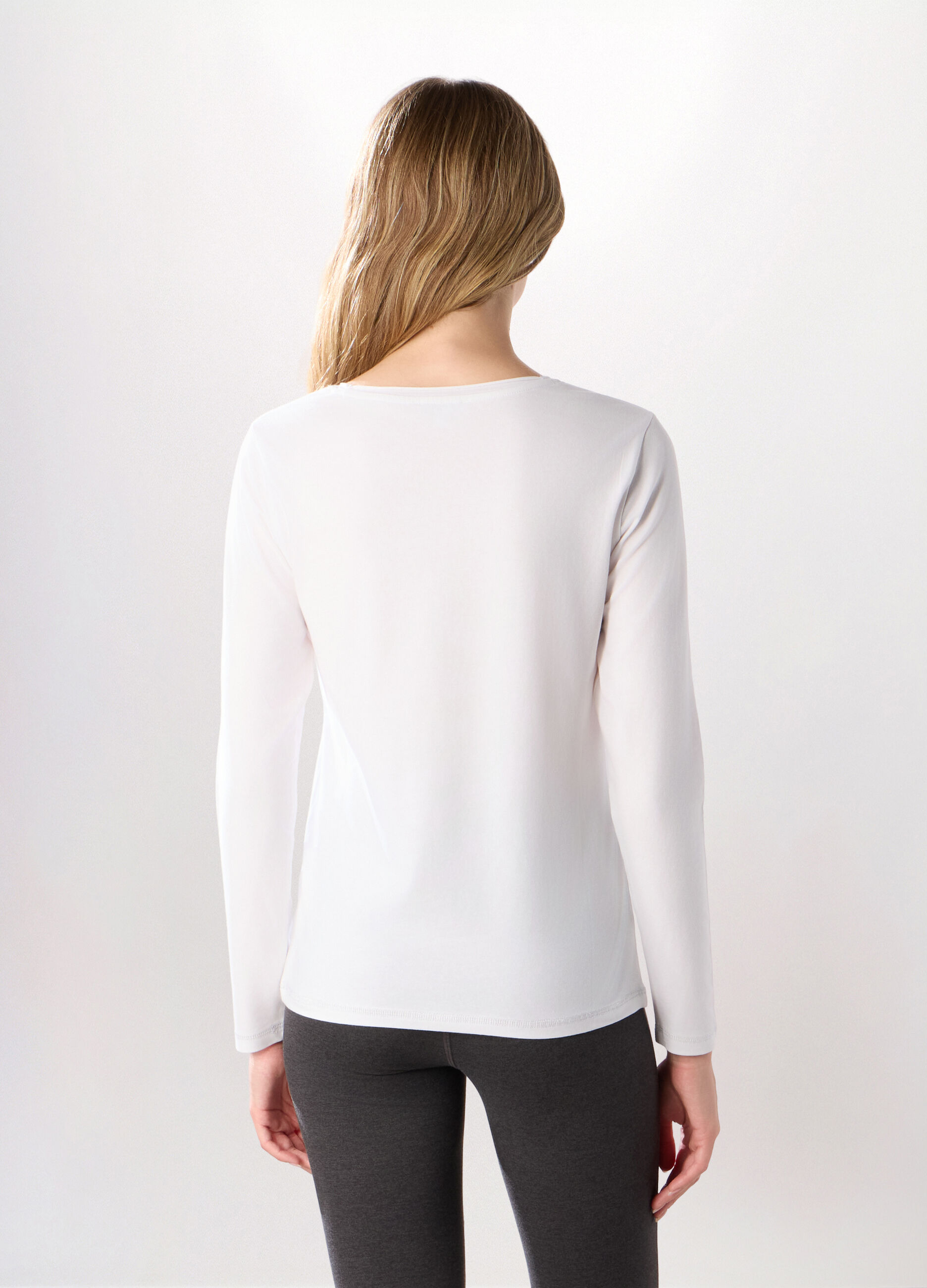T-shirt a maniche lunghe in cotone stretch Holistic fitness donna_1