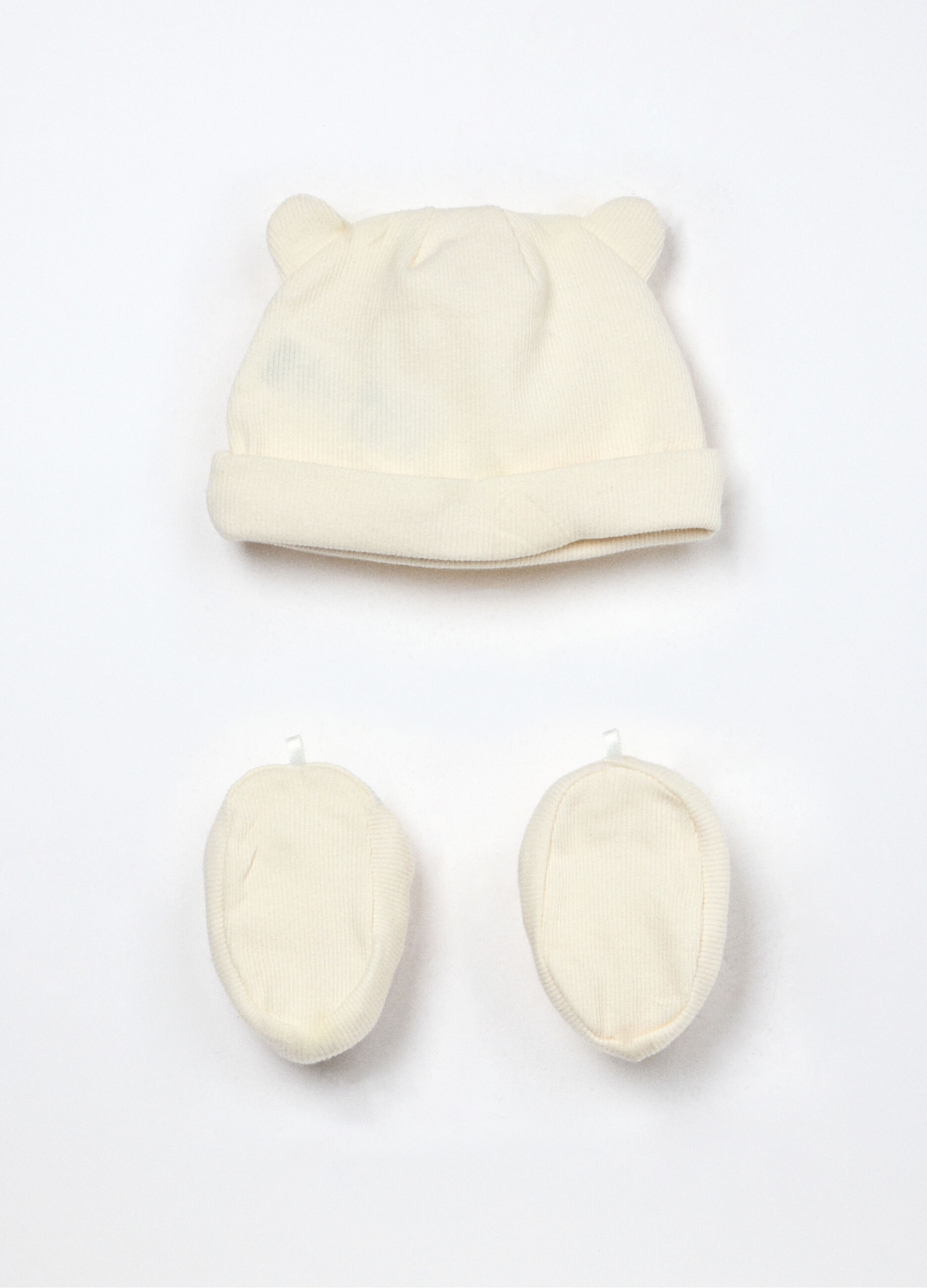 Set berretto + scarpine in costina di puro cotone neonato_1
