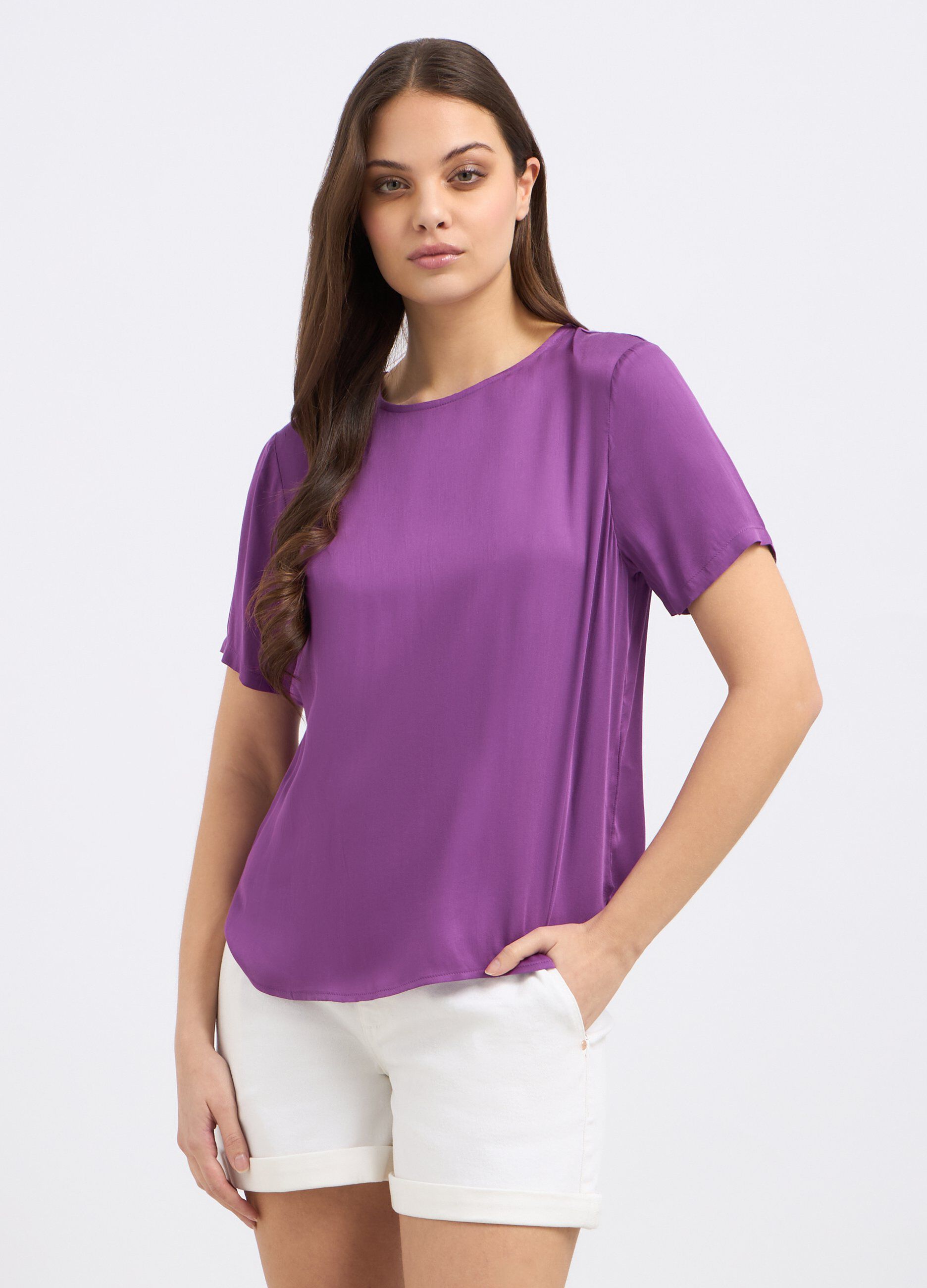 Blusa in pura viscosa a maniche corte donna_0