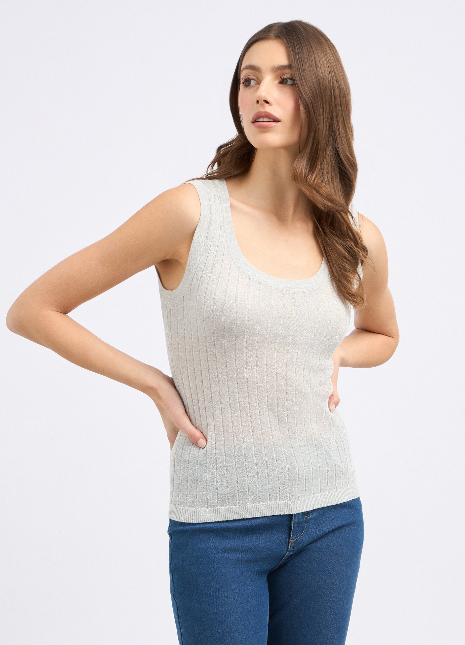 Canotta tricot con filo lurex donna_0