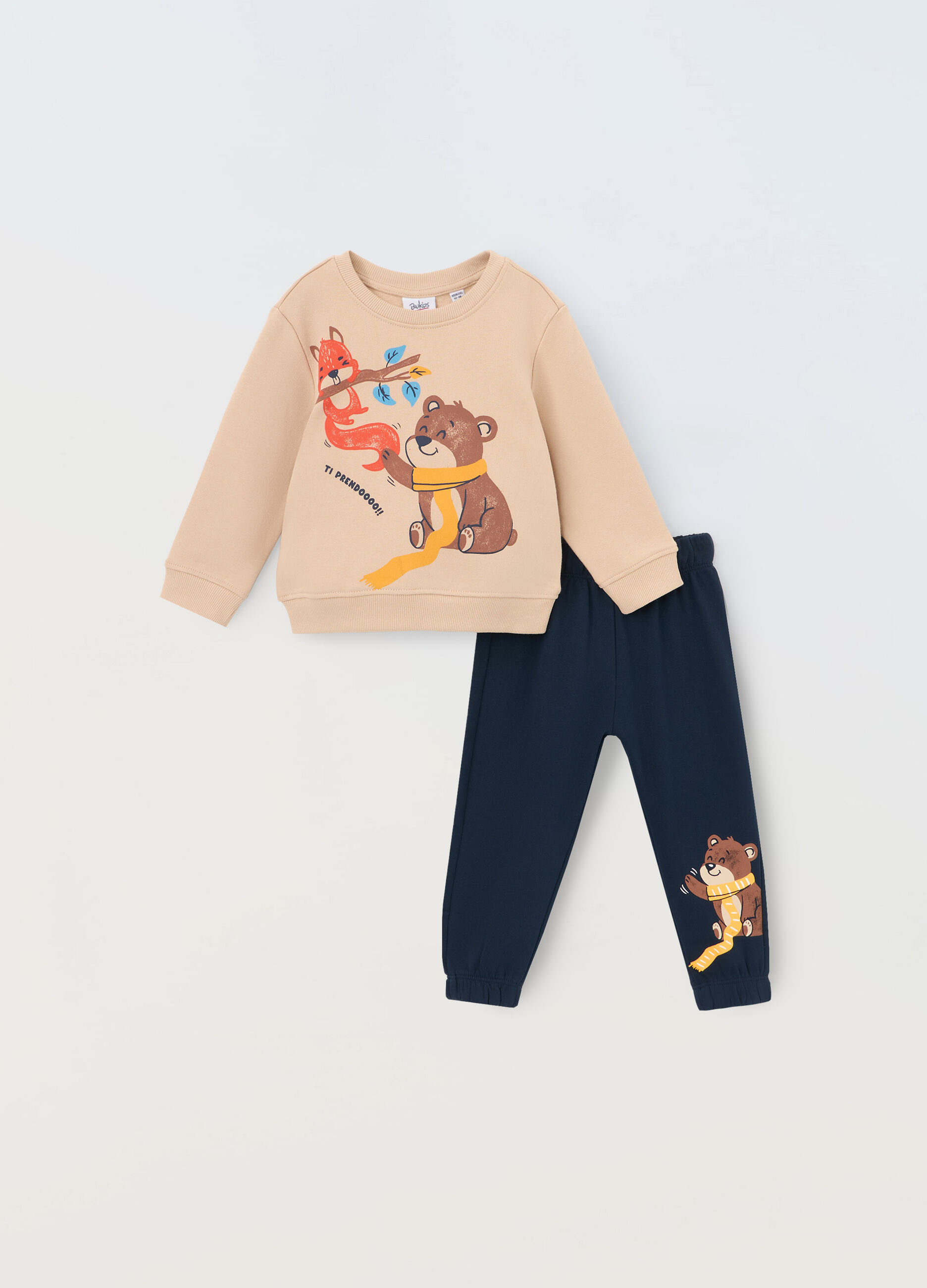 Jogging set in fleece di puro cotone neonato_0