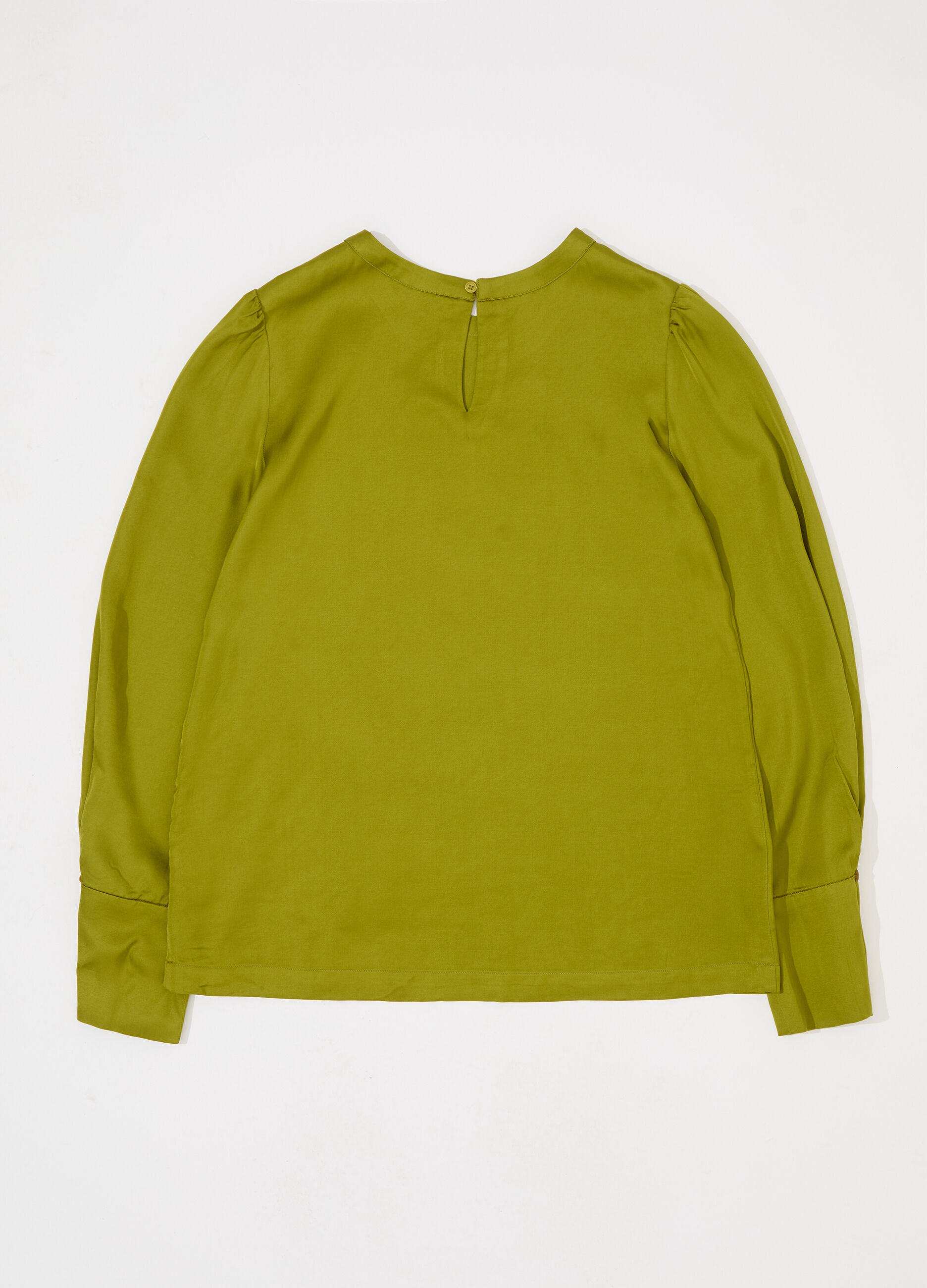 Blusa in viscosa crêpe con maniche a sbuffo donna_5