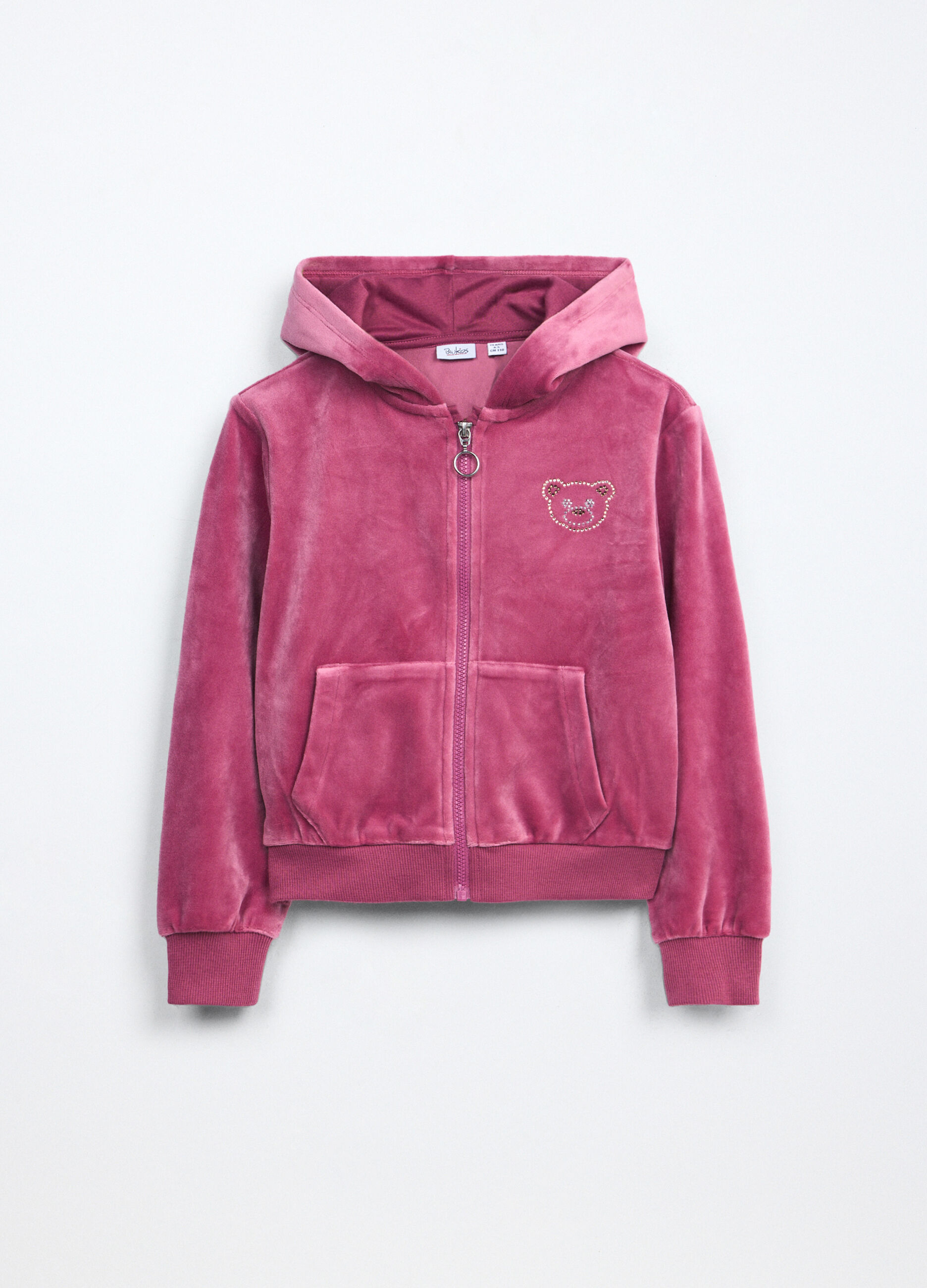Felpa velours con cappuccio bambina_0