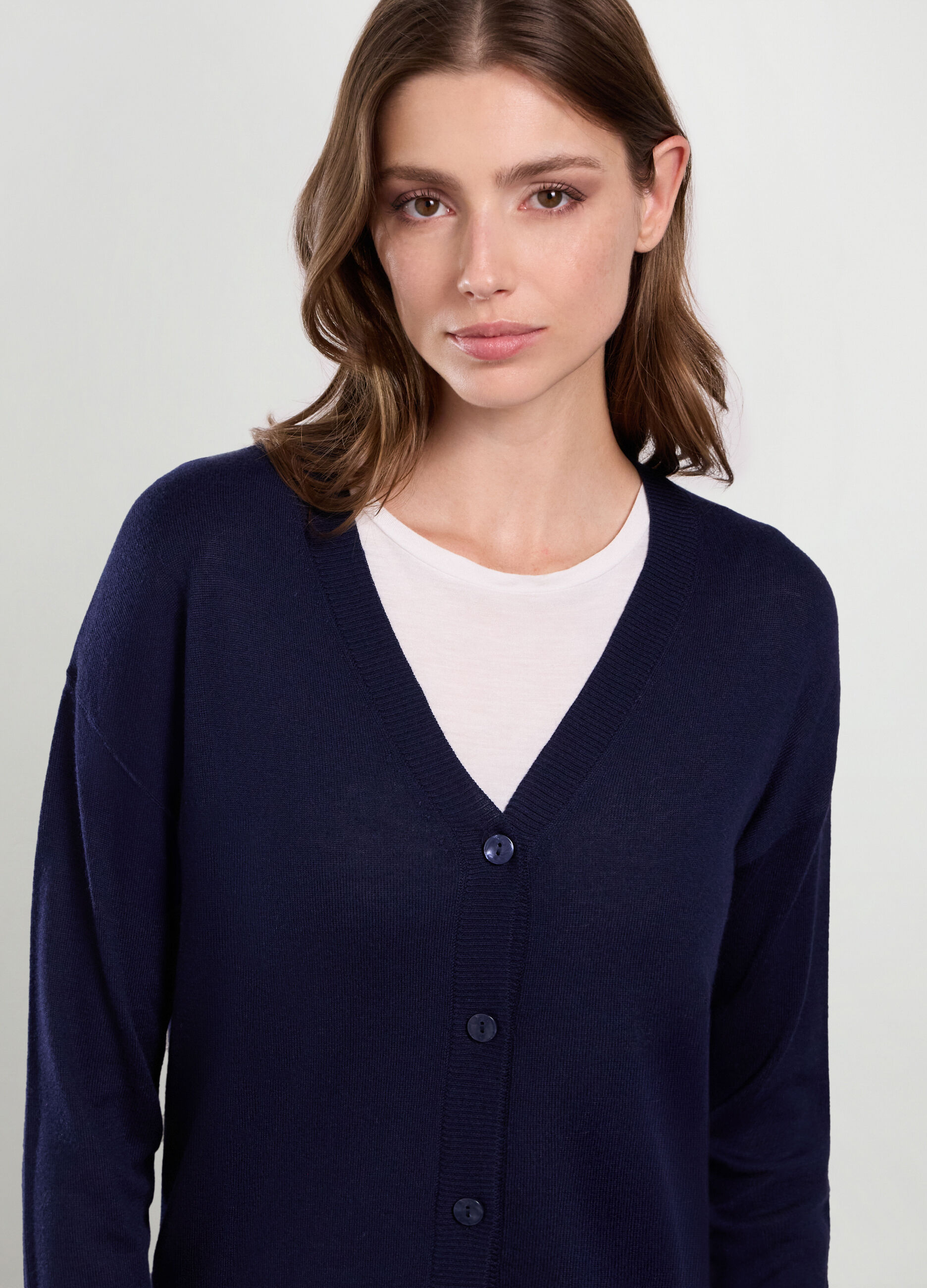 Cardigan tricot misto cashmere donna_2