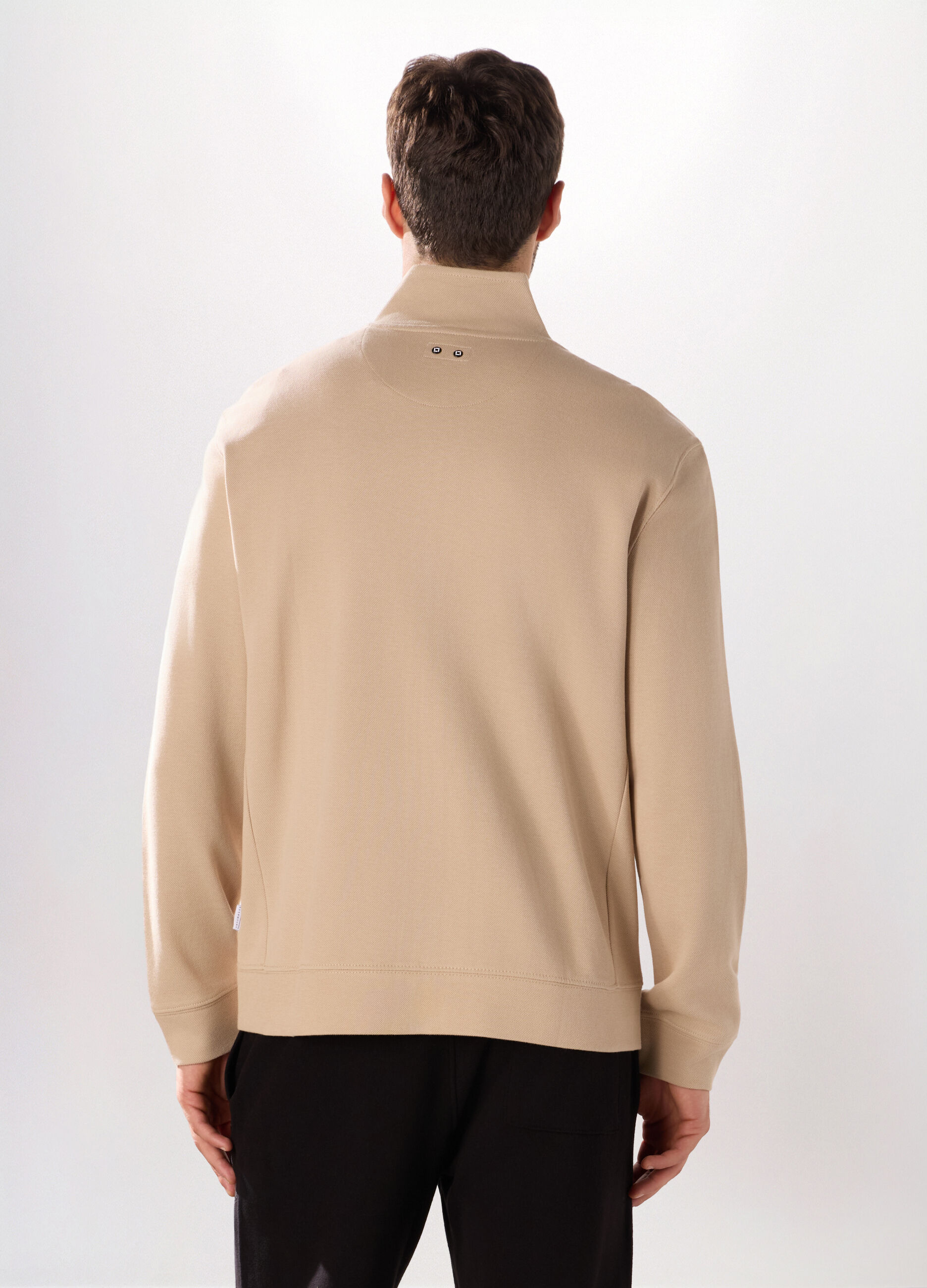 Felpa con zip in puro cotone uomo_1