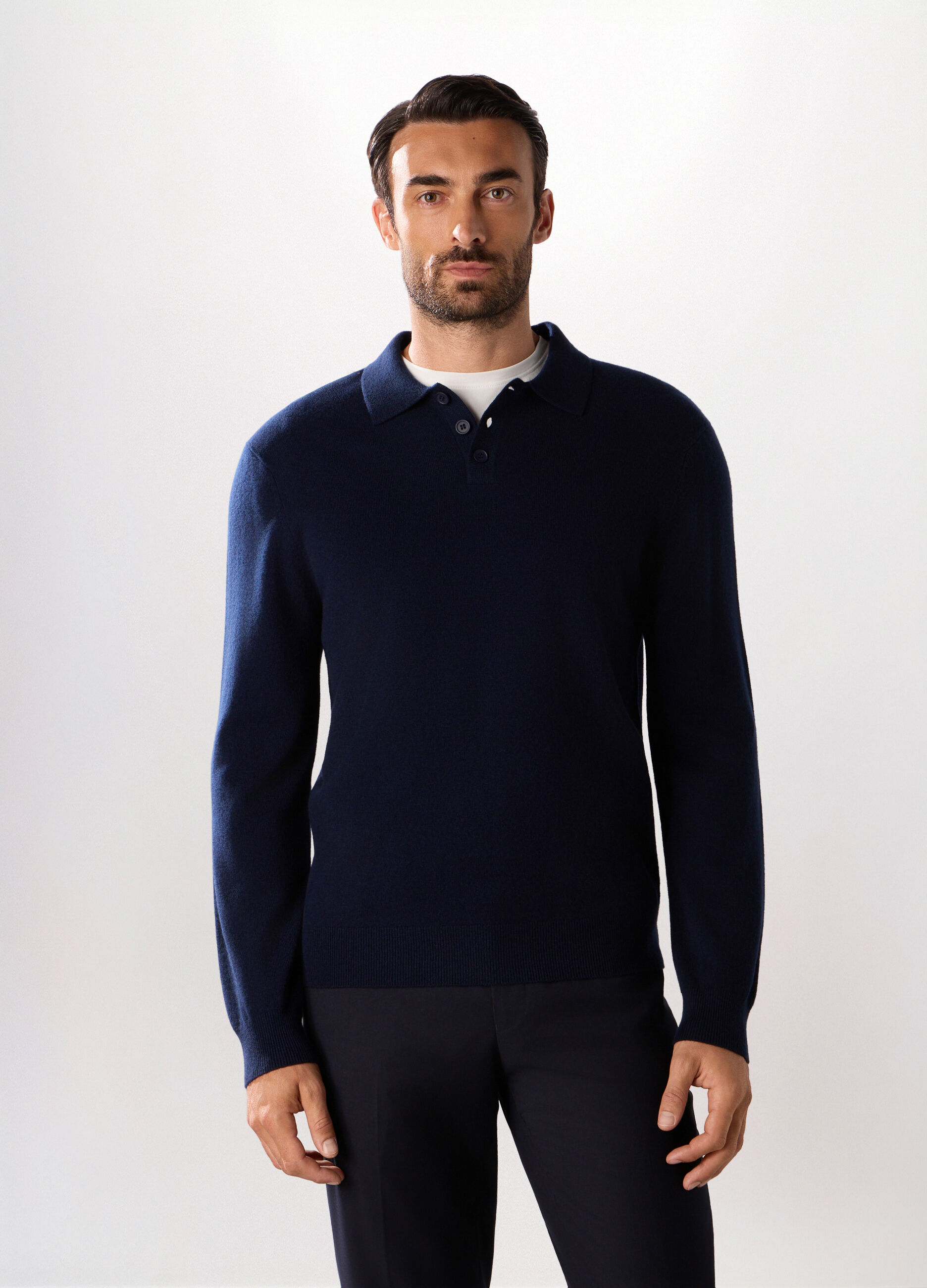 Polo a maniche lunghe in lambswool uomo_0