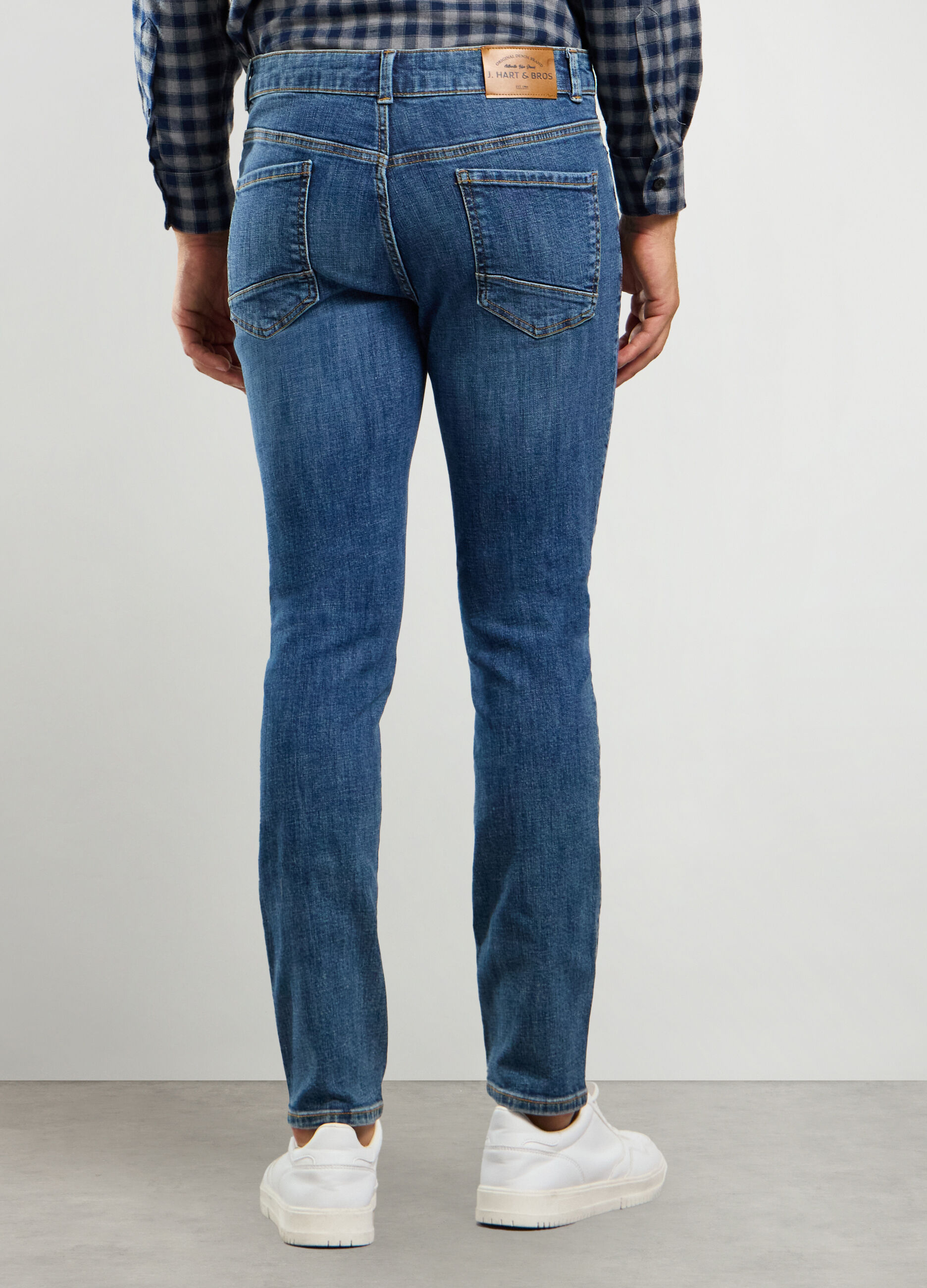 Jeans slim fit in denim di cotone stretch uomo_1