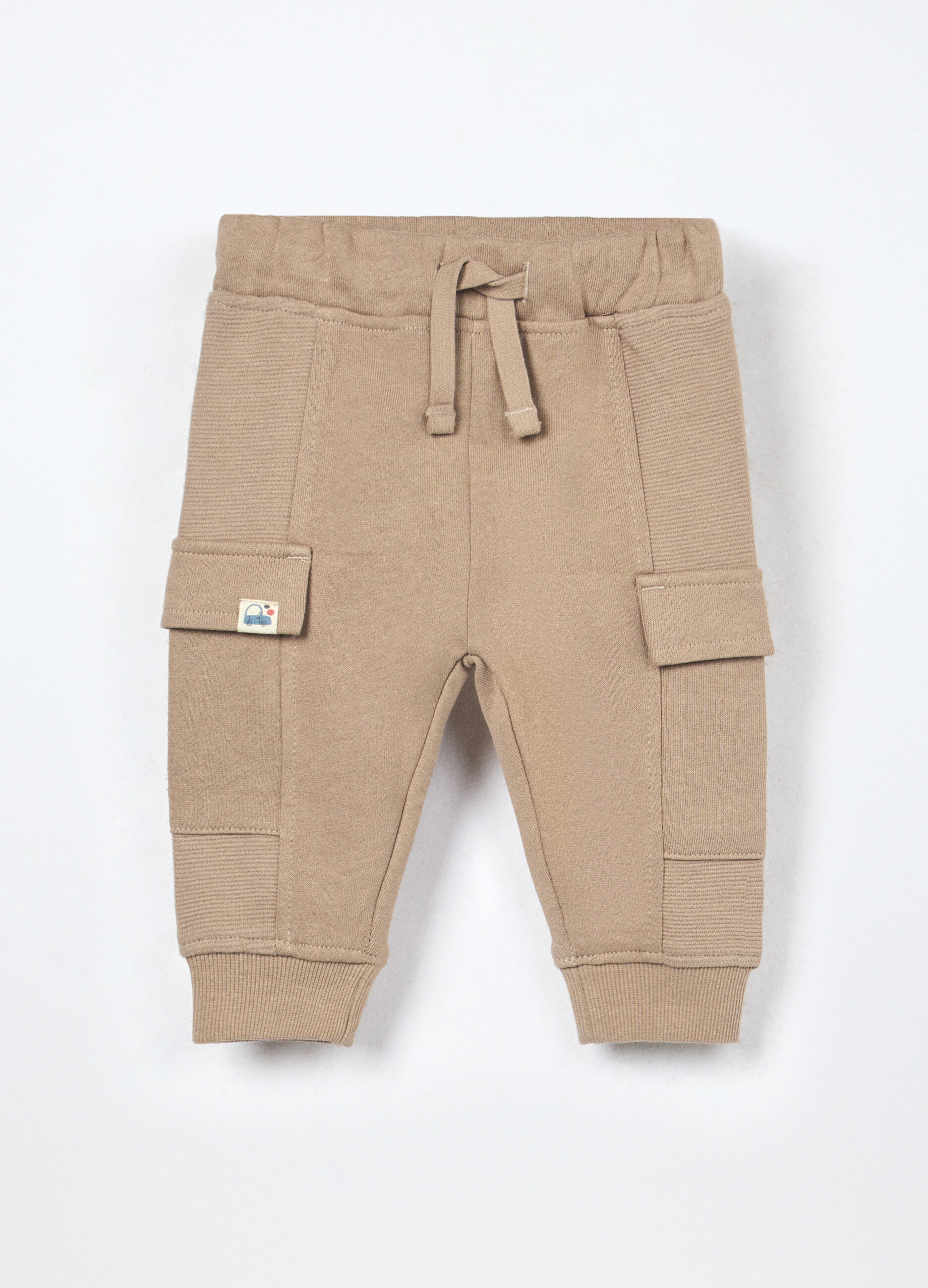 Jogger cargo in french terry di puro cotone neonato_0