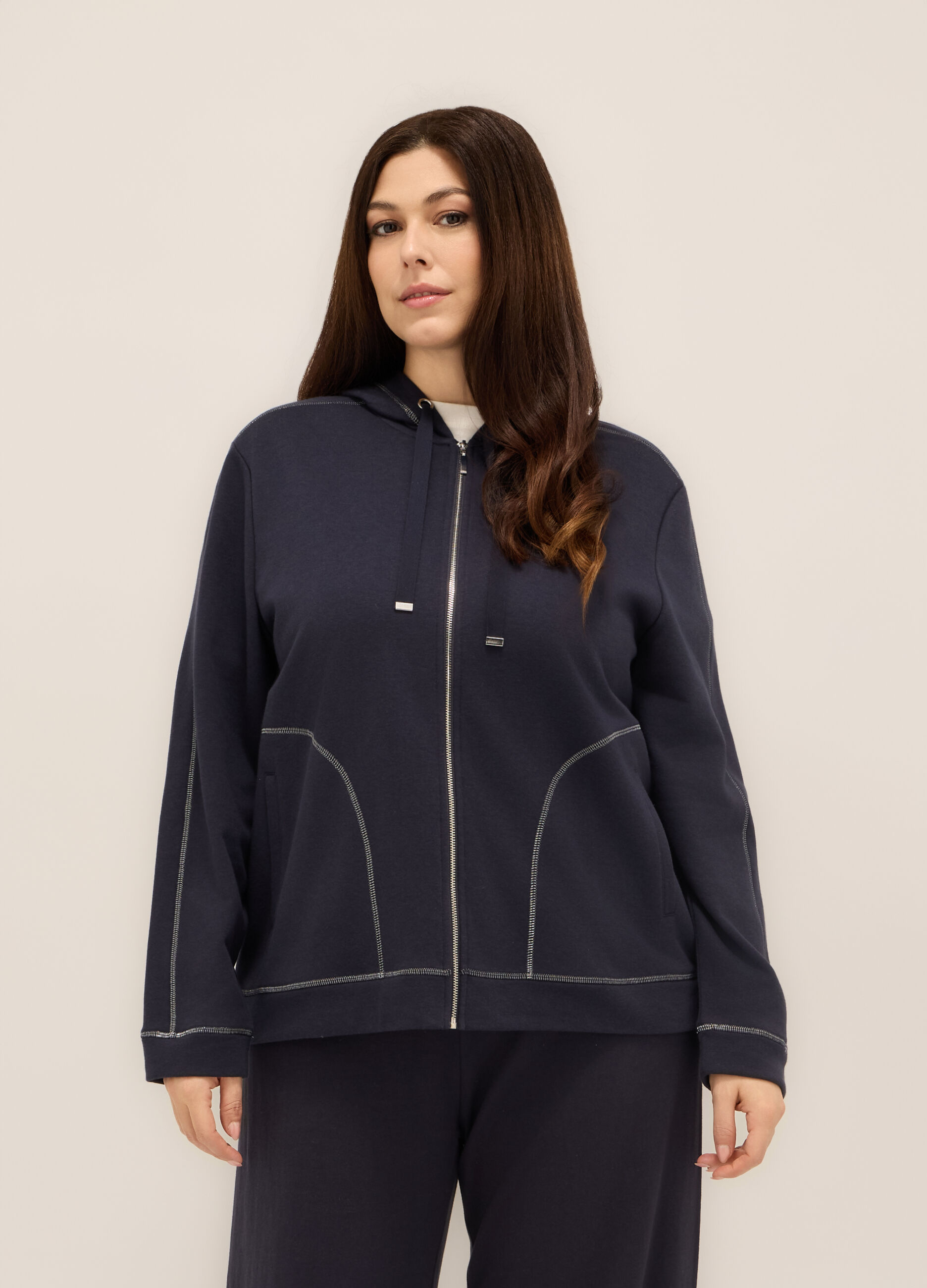Felpa con cappuccio misto cotone donna curvy_0