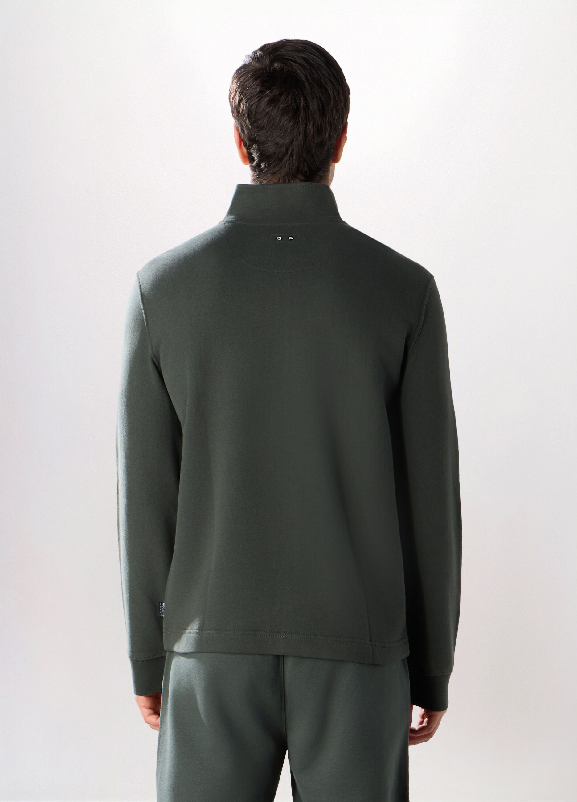 Felpa lupetto con mezza zip in cotone uomo_1